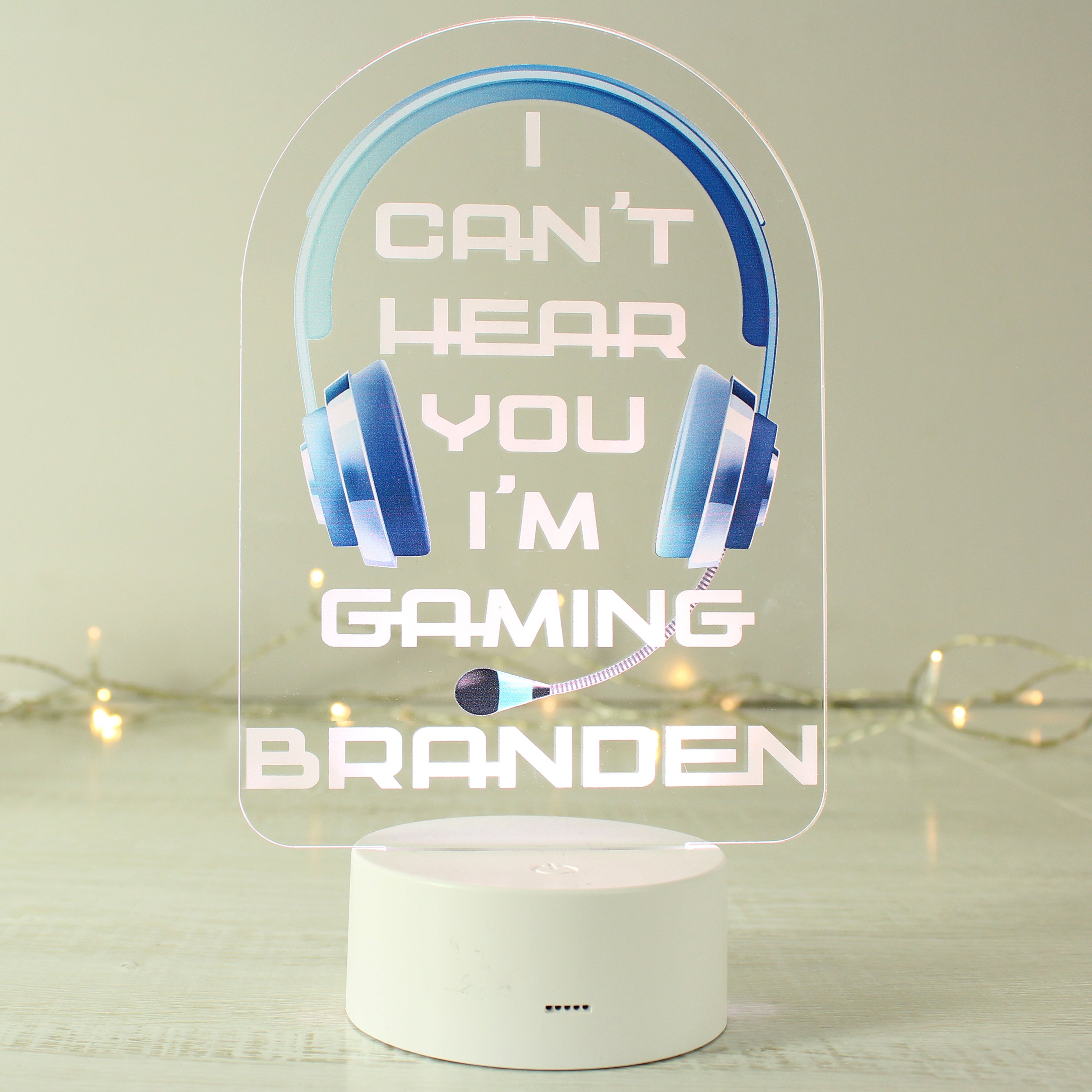 Personalised Blue Gaming LED Colour Changing Night Light - gift & personalise