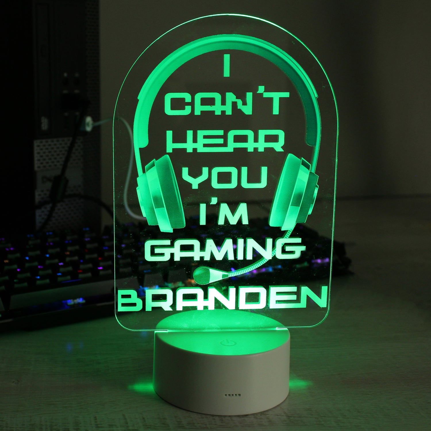 Personalised Blue Gaming LED Colour Changing Night Light - gift & personalise