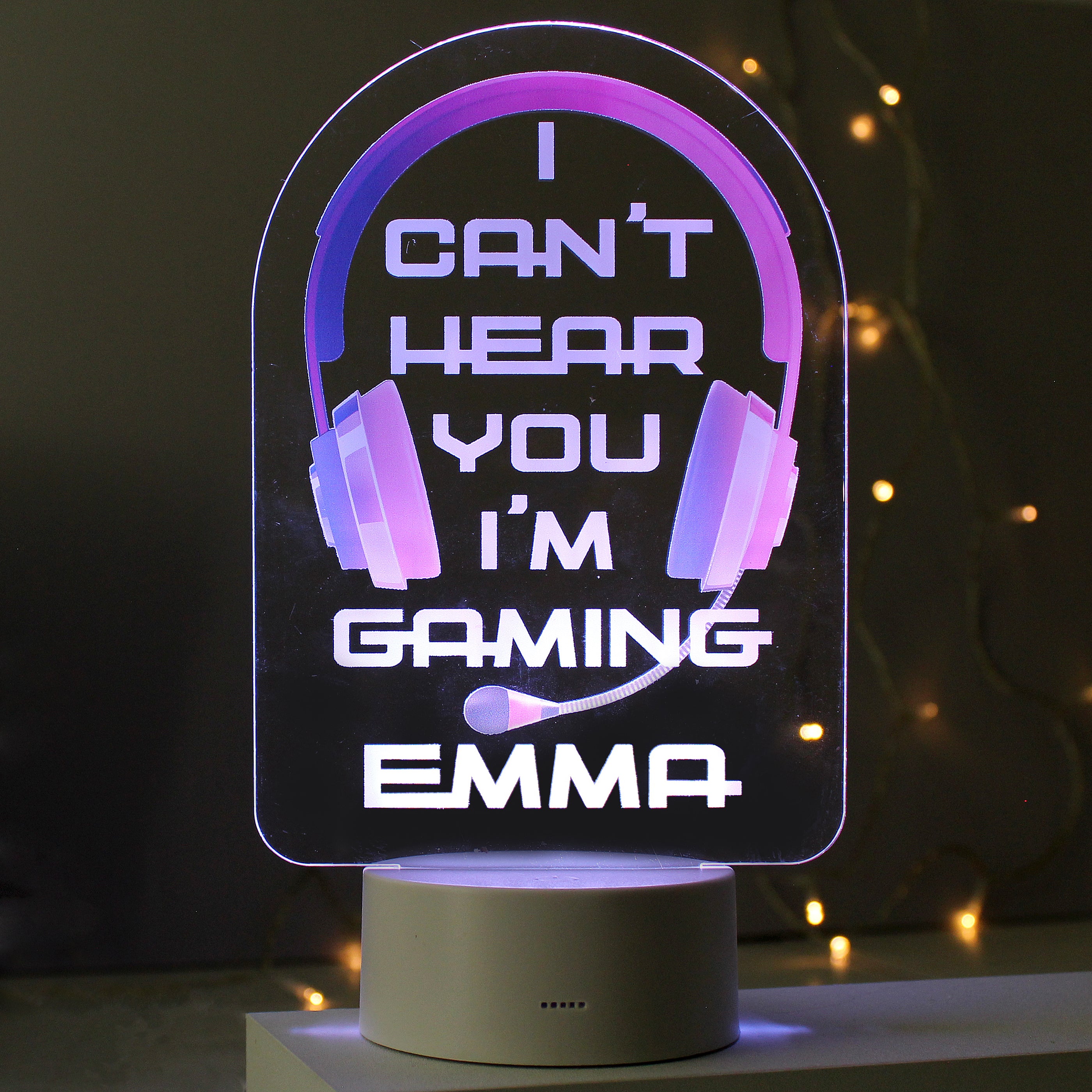 Personalised Pink Gaming LED Colour Changing Night Light - gift & personalise