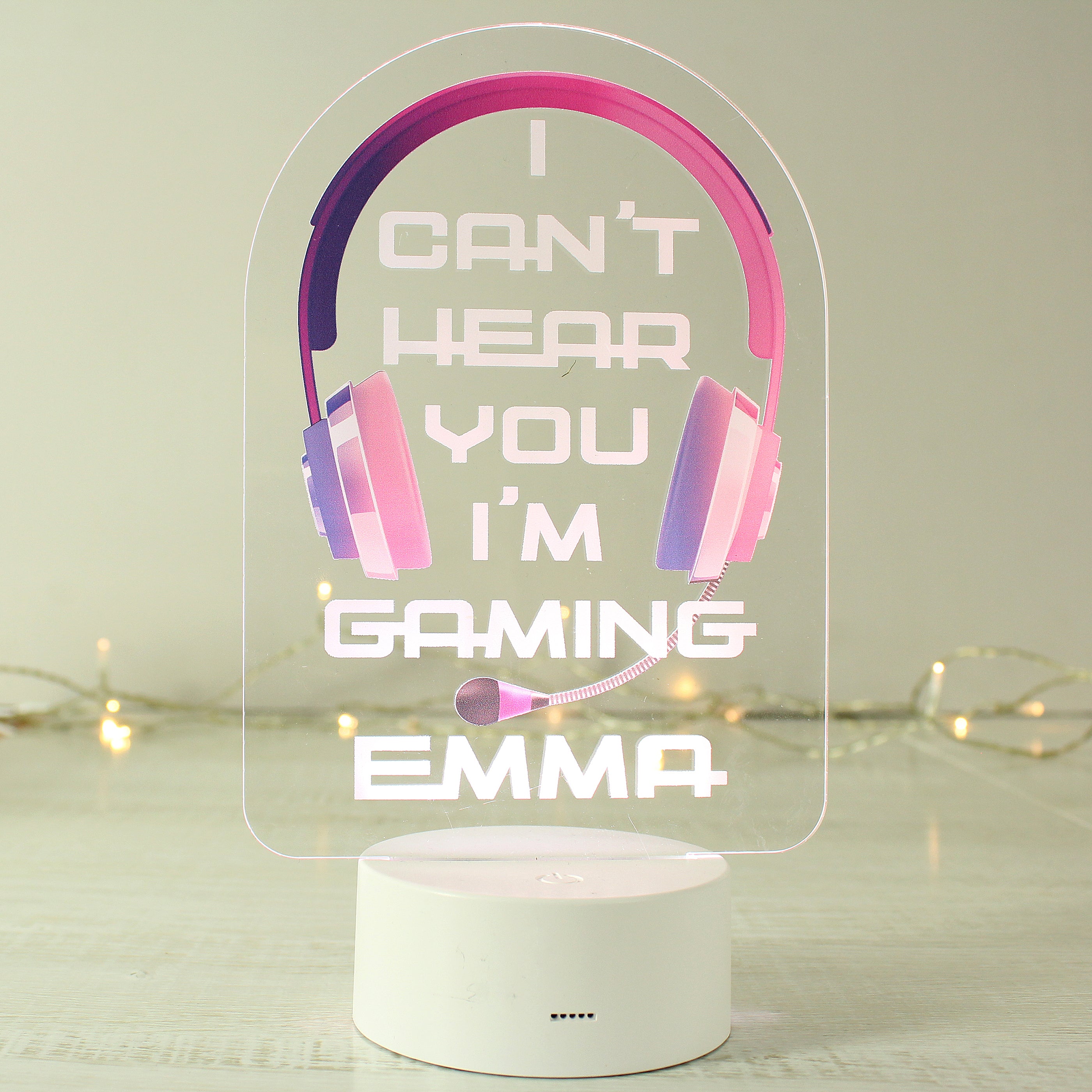 Personalised Pink Gaming LED Colour Changing Night Light - gift & personalise