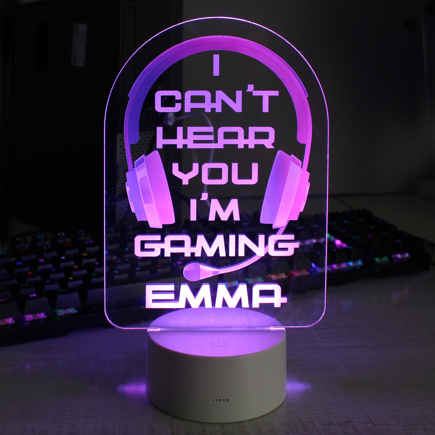 Personalised Pink Gaming LED Colour Changing Night Light - gift & personalise