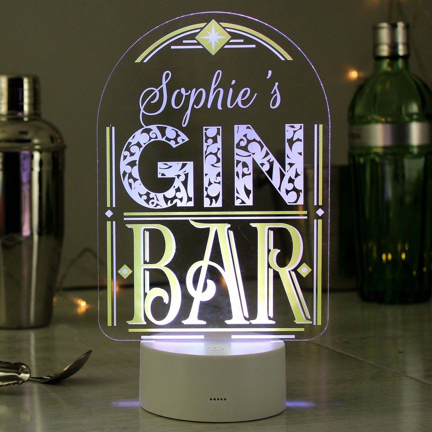 Personalised LED Colour Changing Gin Bar Sign - gift & personalise