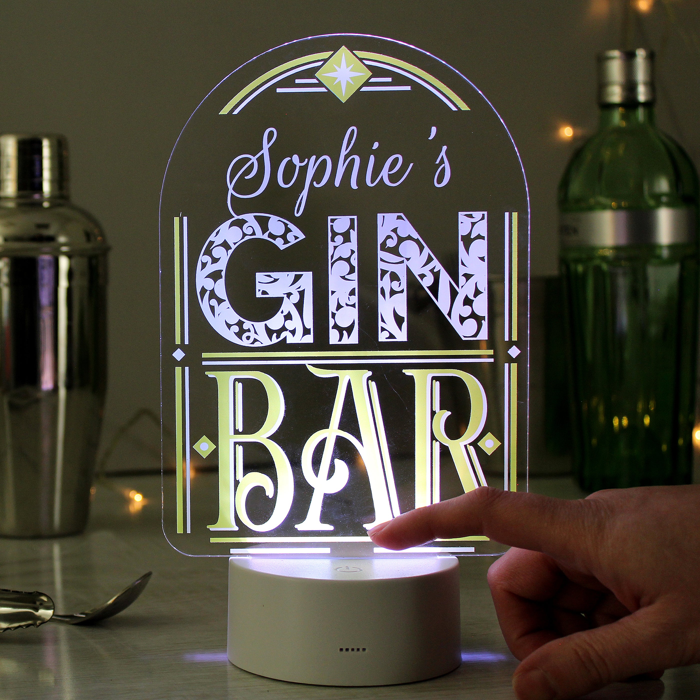 Personalised LED Colour Changing Gin Bar Sign - gift & personalise