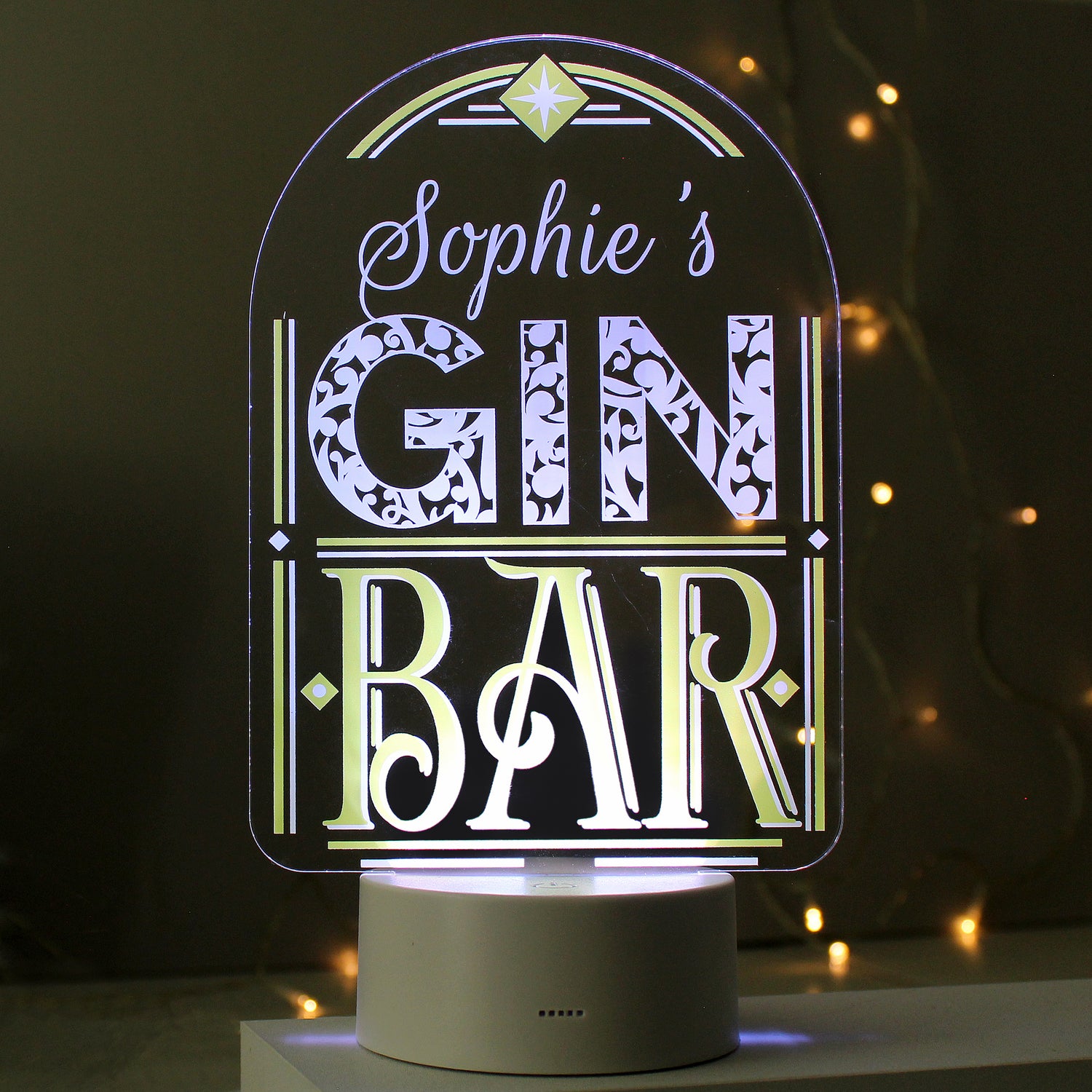 Personalised LED Colour Changing Gin Bar Sign - gift & personalise