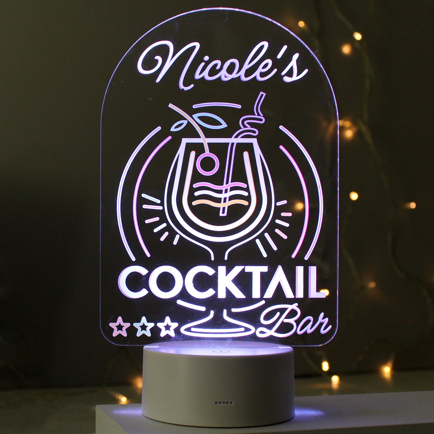 Personalised LED Colour Changing Cocktail Bar Sign - gift & personalise