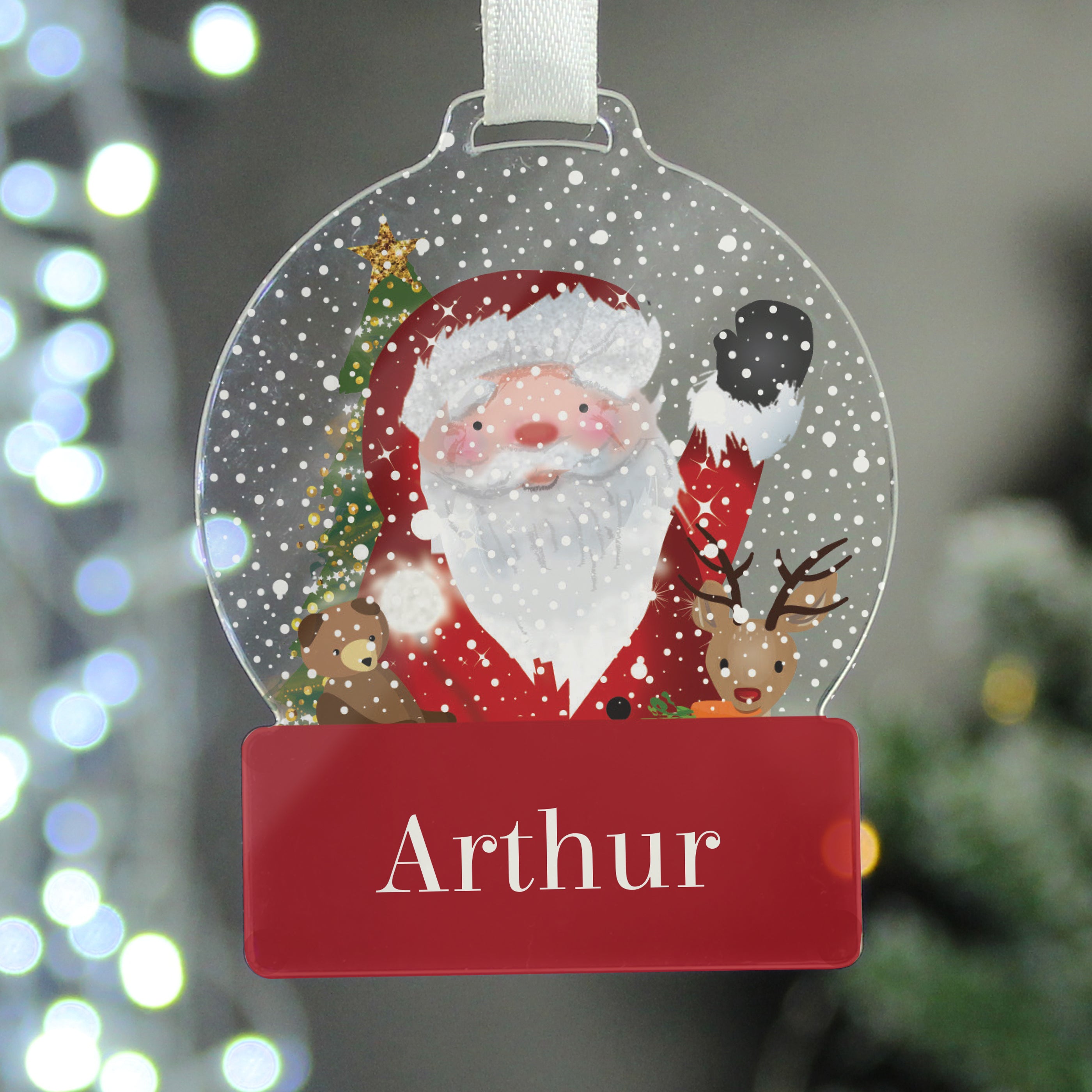 Personalised Santa Acrylic Snowglobe Decoration - gift & personalise