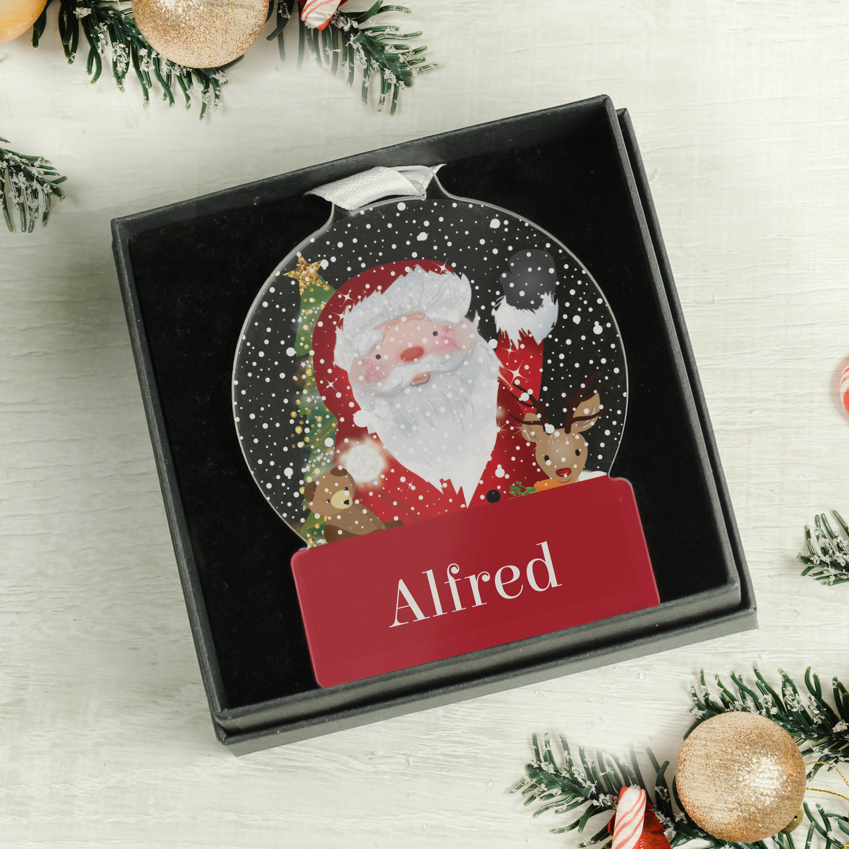 Personalised Santa Acrylic Snowglobe Decoration - gift & personalise