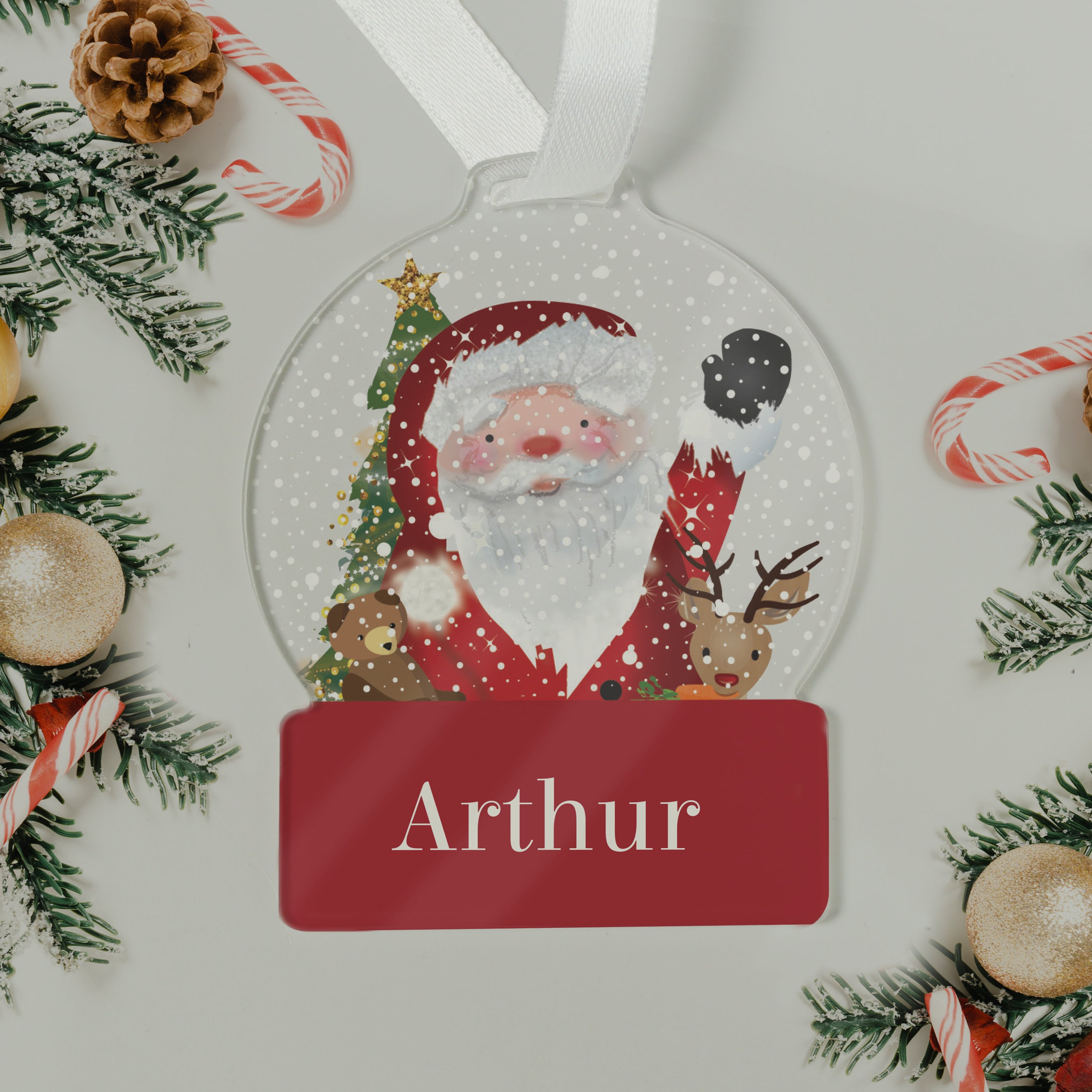 Personalised Santa Acrylic Snowglobe Decoration - gift & personalise