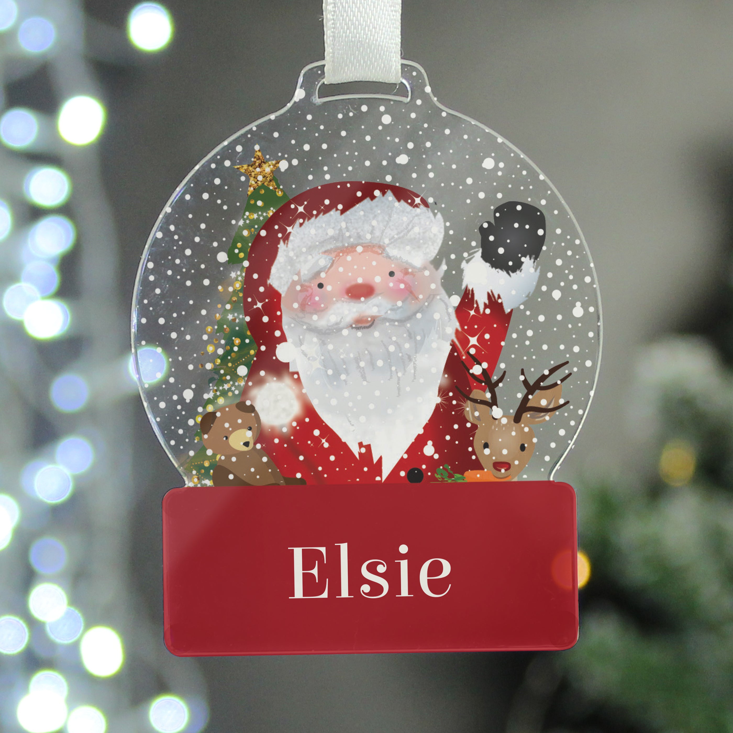 Personalised Santa Acrylic Snowglobe Decoration - gift & personalise