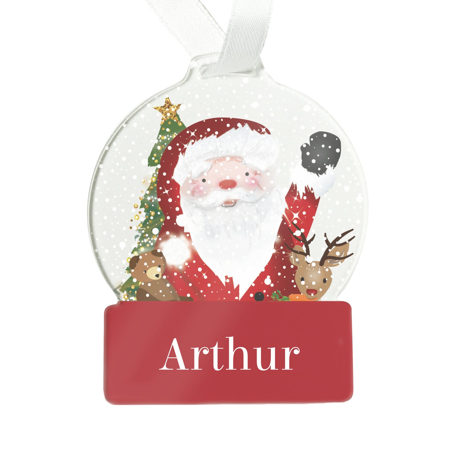 Personalised Santa Acrylic Snowglobe Decoration - gift & personalise