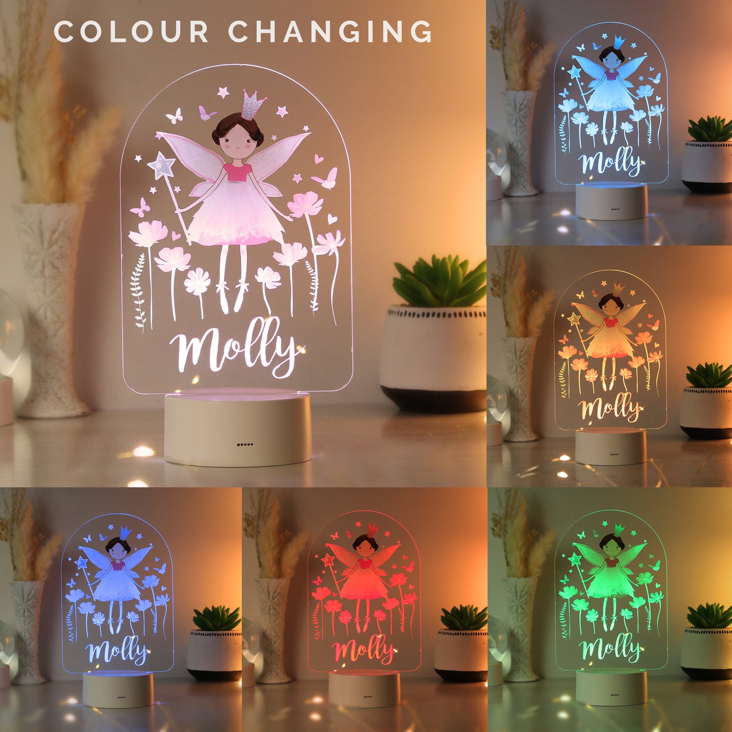 Personalised Fairy LED Colour Changing Night Light - gift & personalise