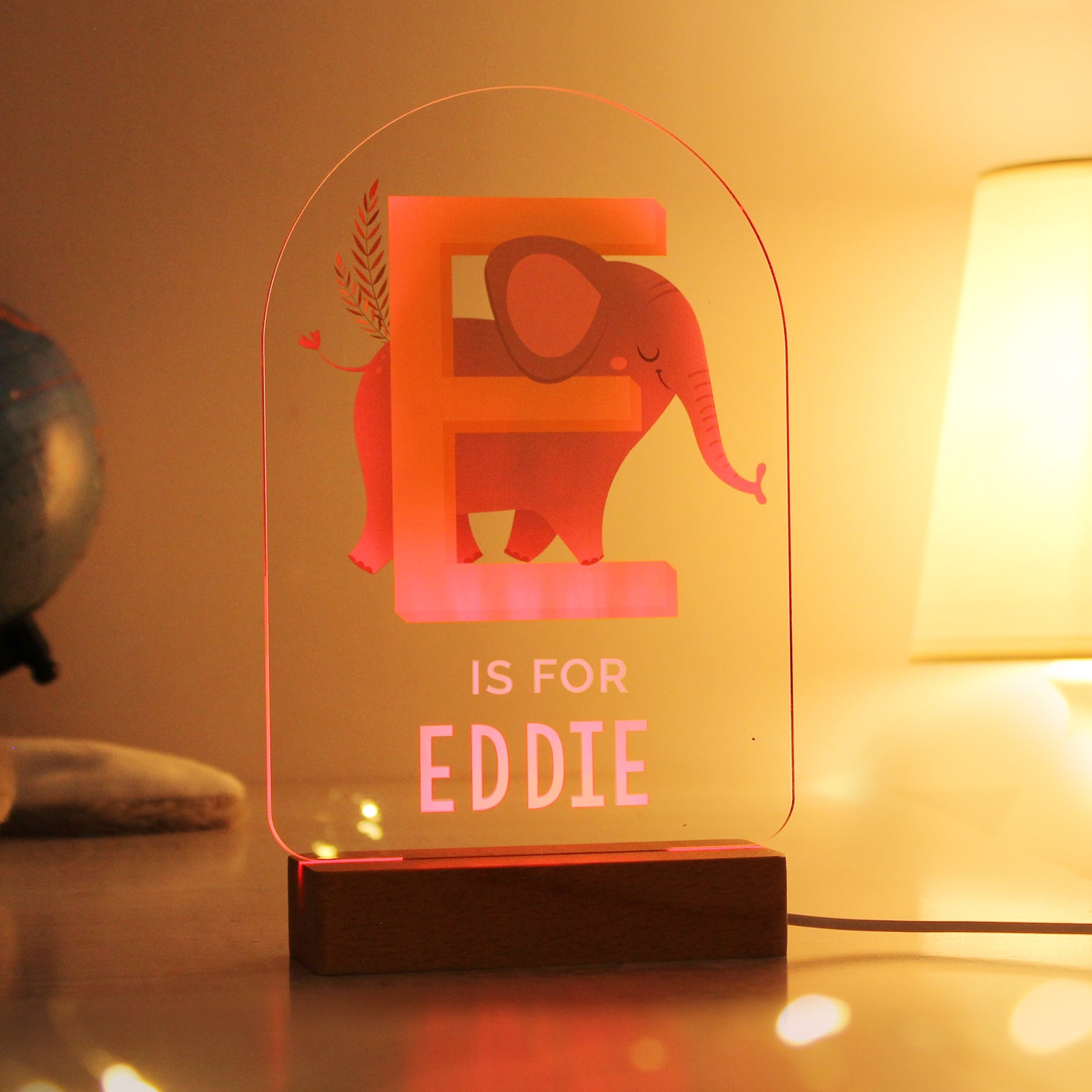 Personalised Animal Alphabet Wooden Based LED Light - gift & personalise