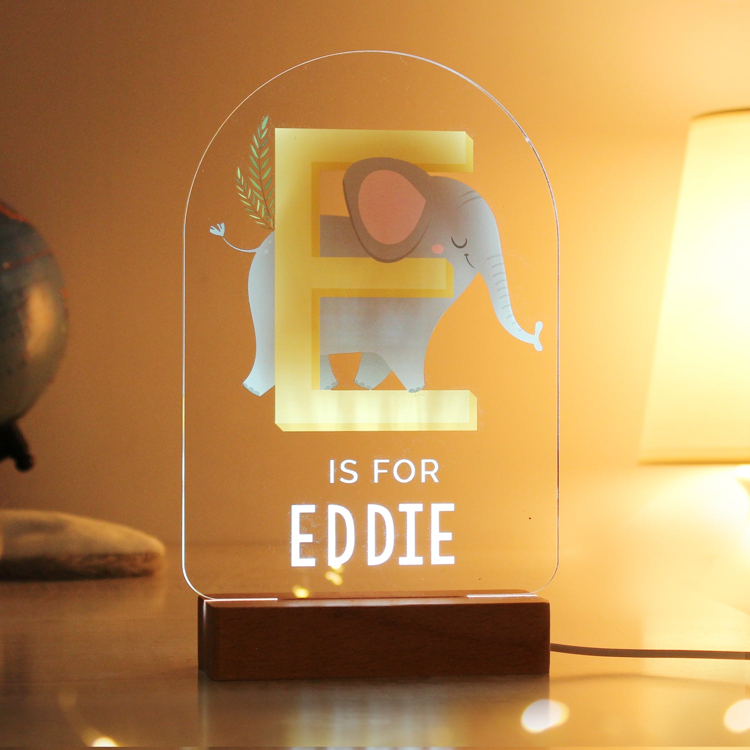 Personalised Animal Alphabet Wooden Based LED Light - gift & personalise