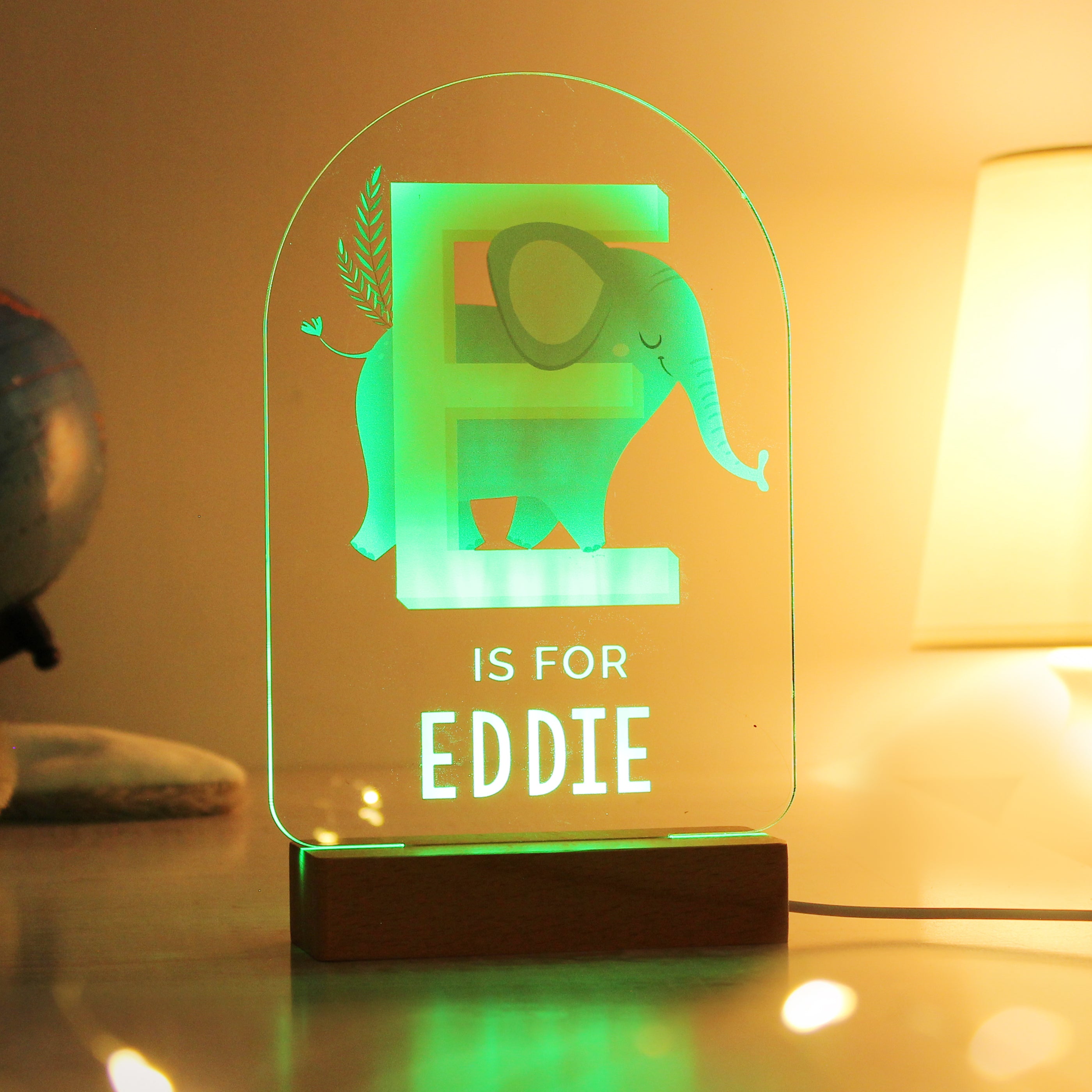 Personalised Animal Alphabet Wooden Based LED Light - gift & personalise