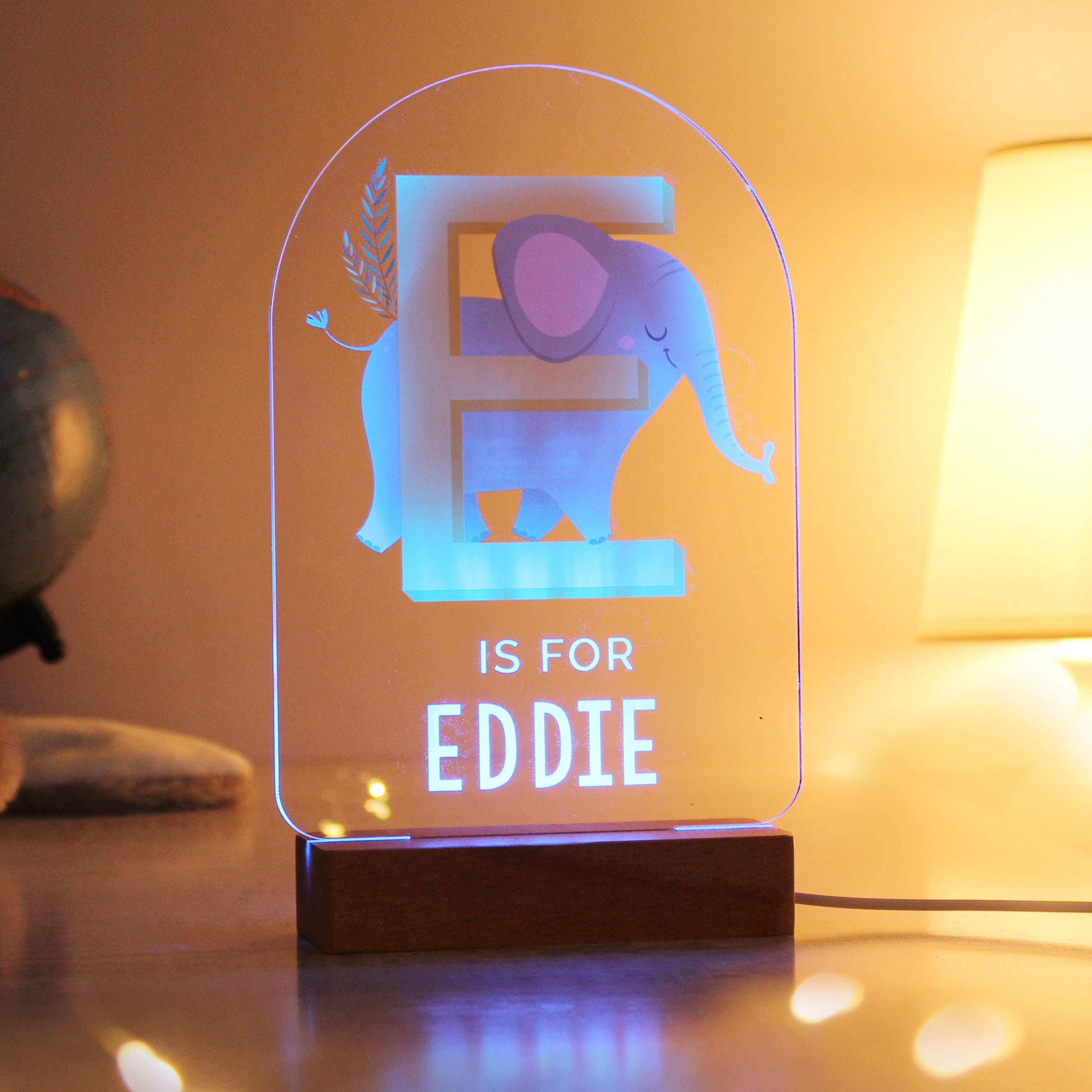 Personalised Animal Alphabet Wooden Based LED Light - gift & personalise