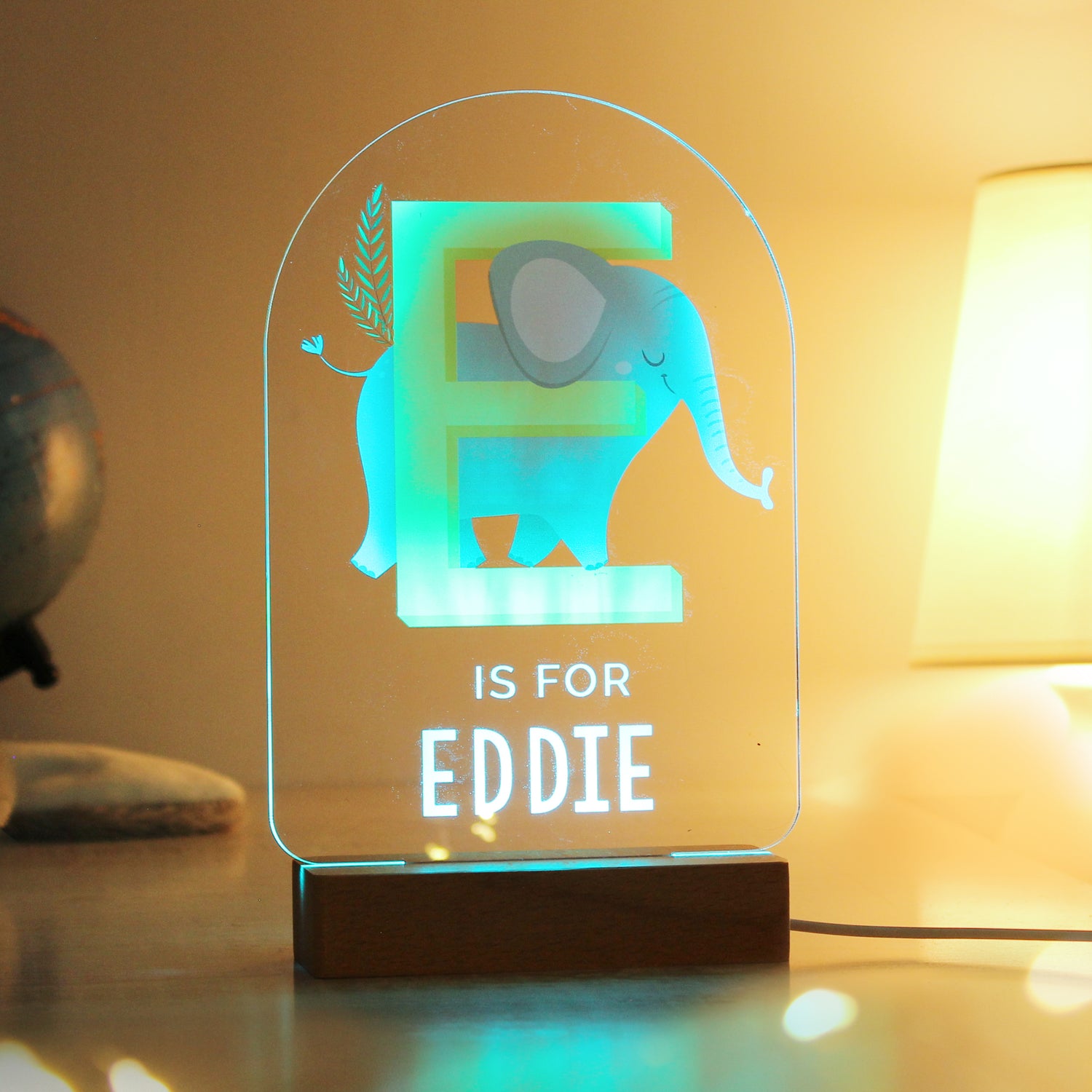 Personalised Animal Alphabet Wooden Based LED Light - gift & personalise