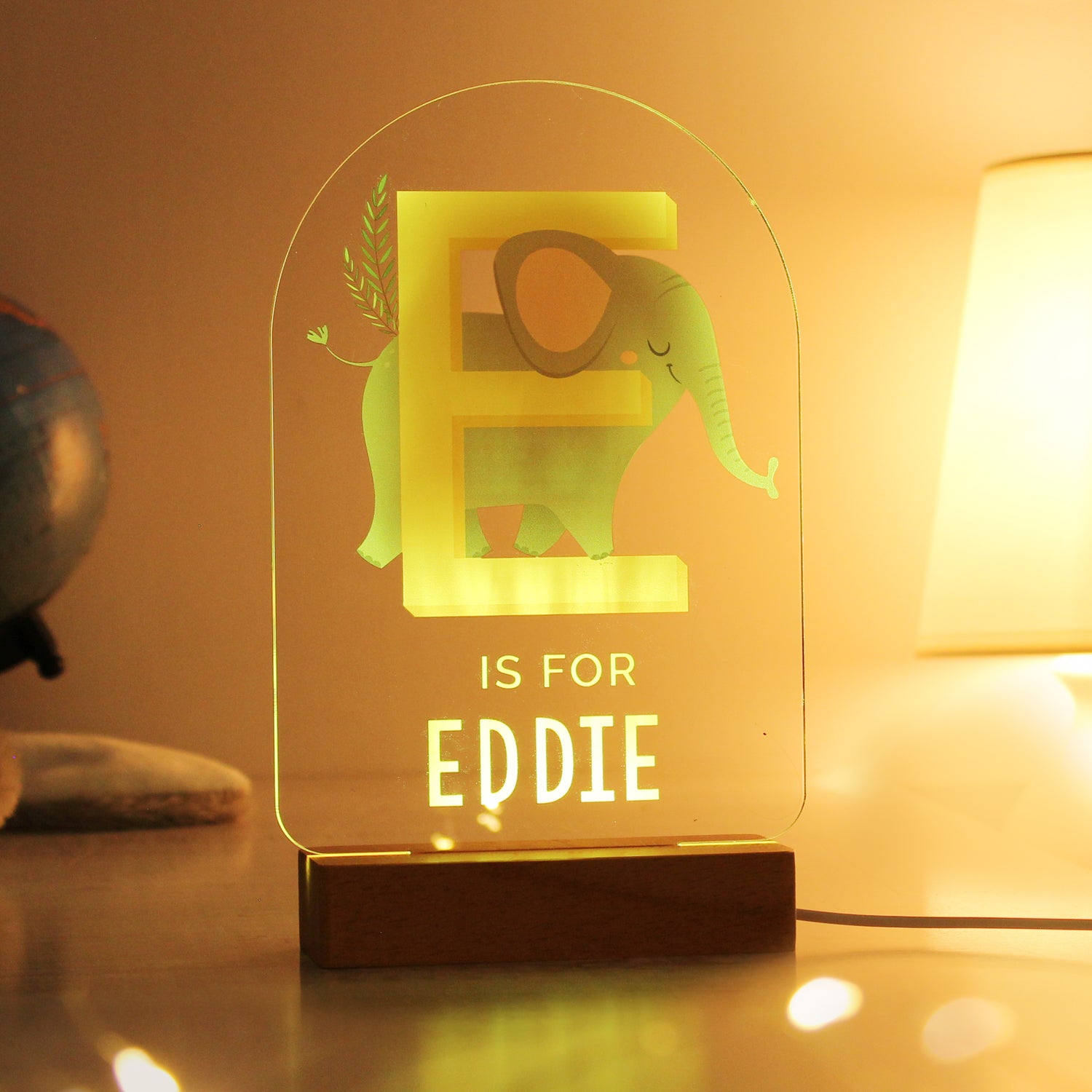 Personalised Animal Alphabet Wooden Based LED Light - gift & personalise