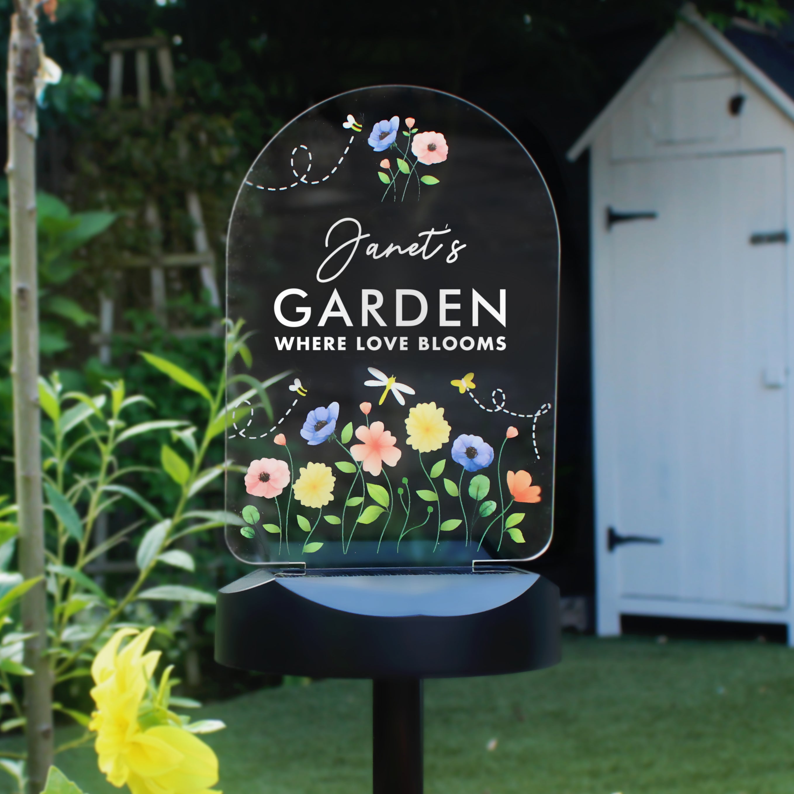 Personalised Flower Garden Outdoor Solar Light - gift & personalise