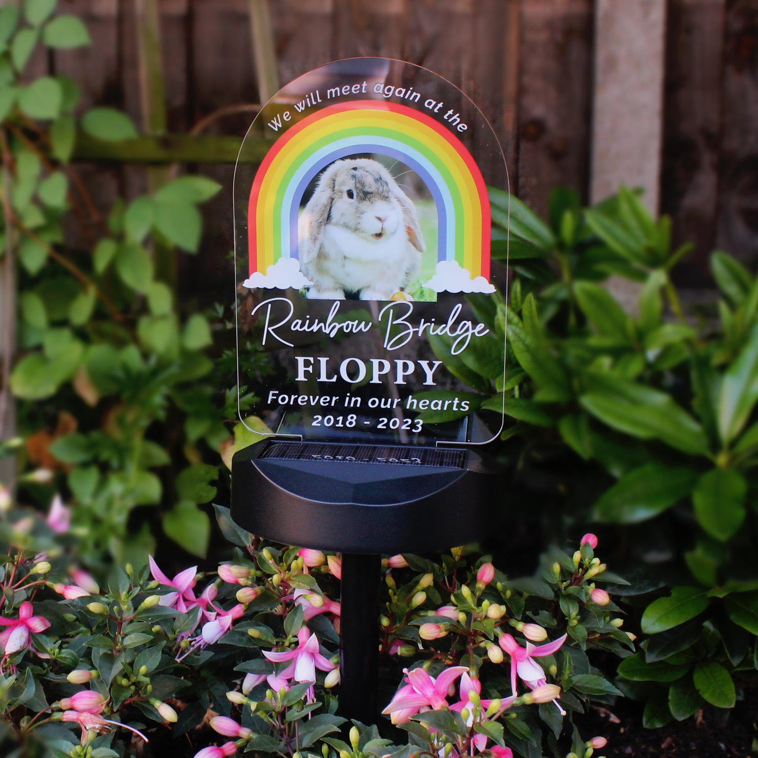 Personalised Rainbow Bridge Pet Memorial Outdoor Solar Light - gift & personalise