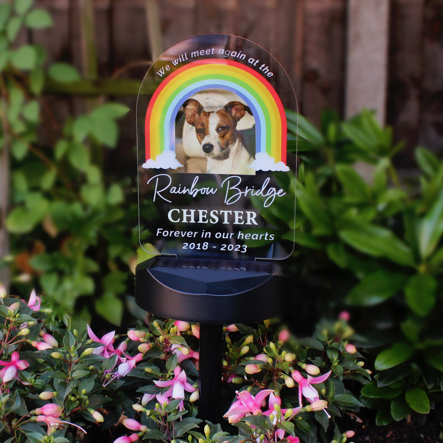 Personalised Rainbow Bridge Pet Memorial Outdoor Solar Light - gift & personalise