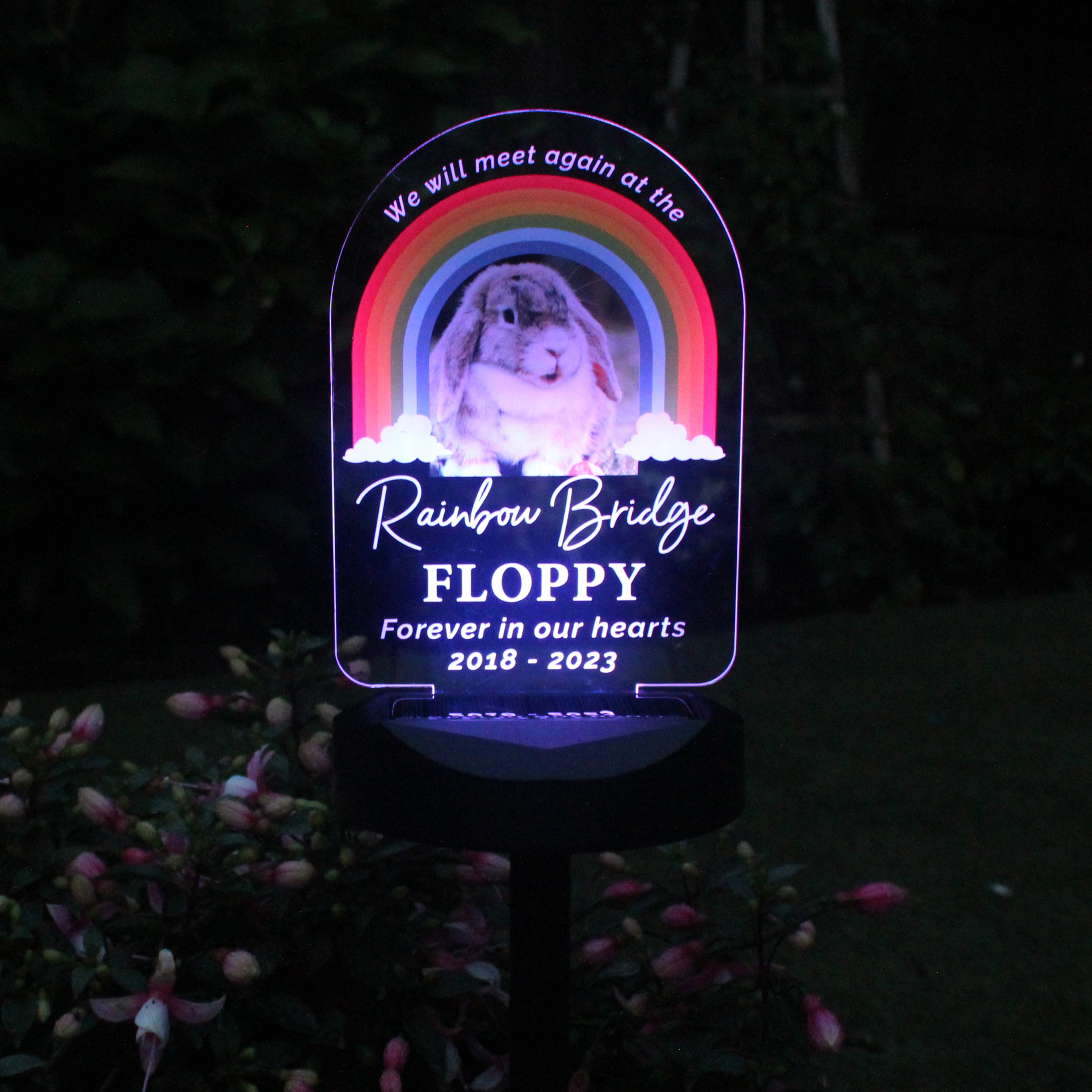 Personalised Rainbow Bridge Pet Memorial Outdoor Solar Light - gift & personalise