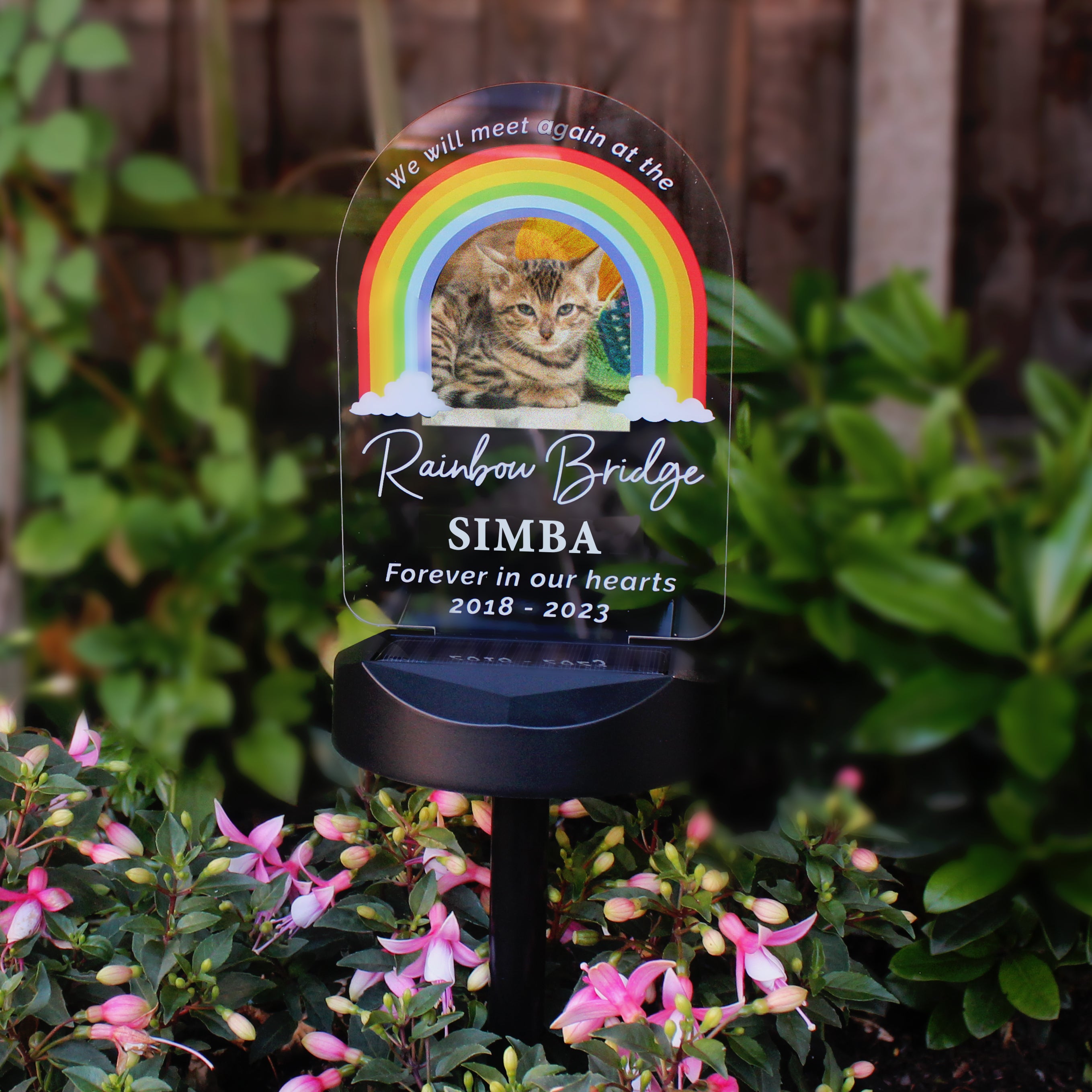 Personalised Rainbow Bridge Pet Memorial Outdoor Solar Light - gift & personalise