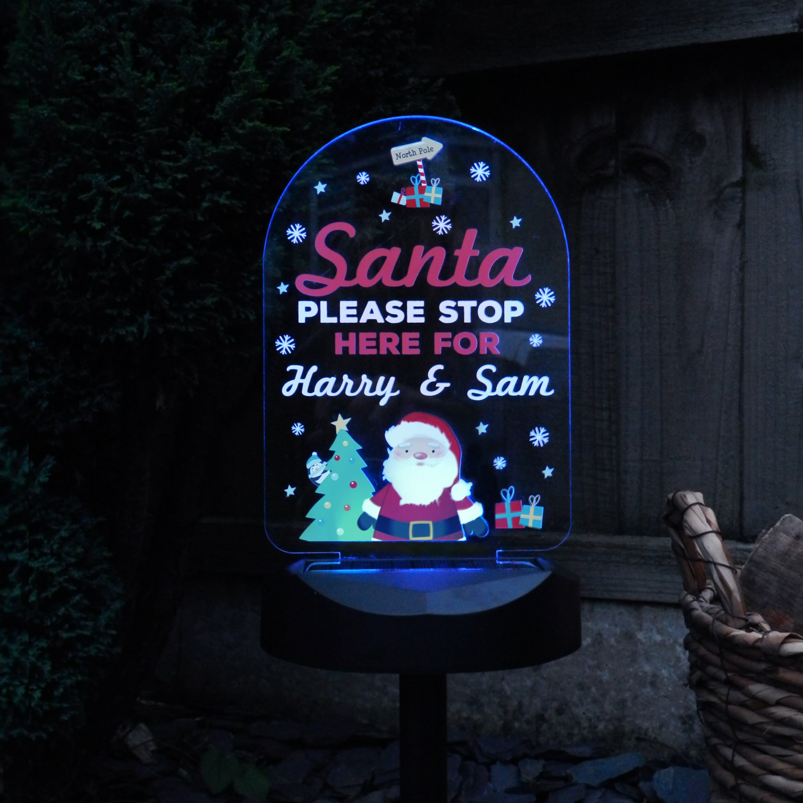 Personalised Santa Stop Here Outdoor Solar Light - gift & personalise