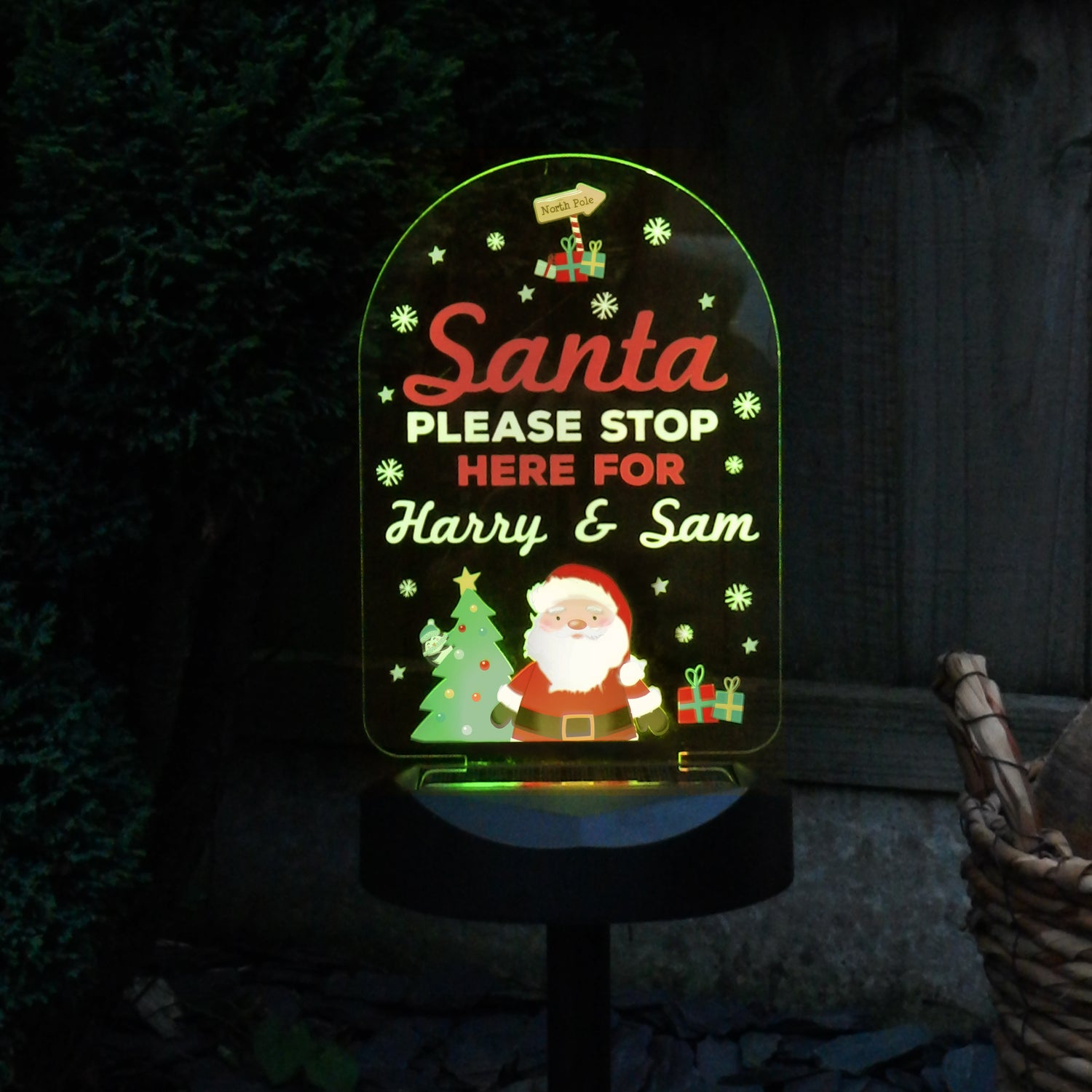 Personalised Santa Stop Here Outdoor Solar Light - gift & personalise