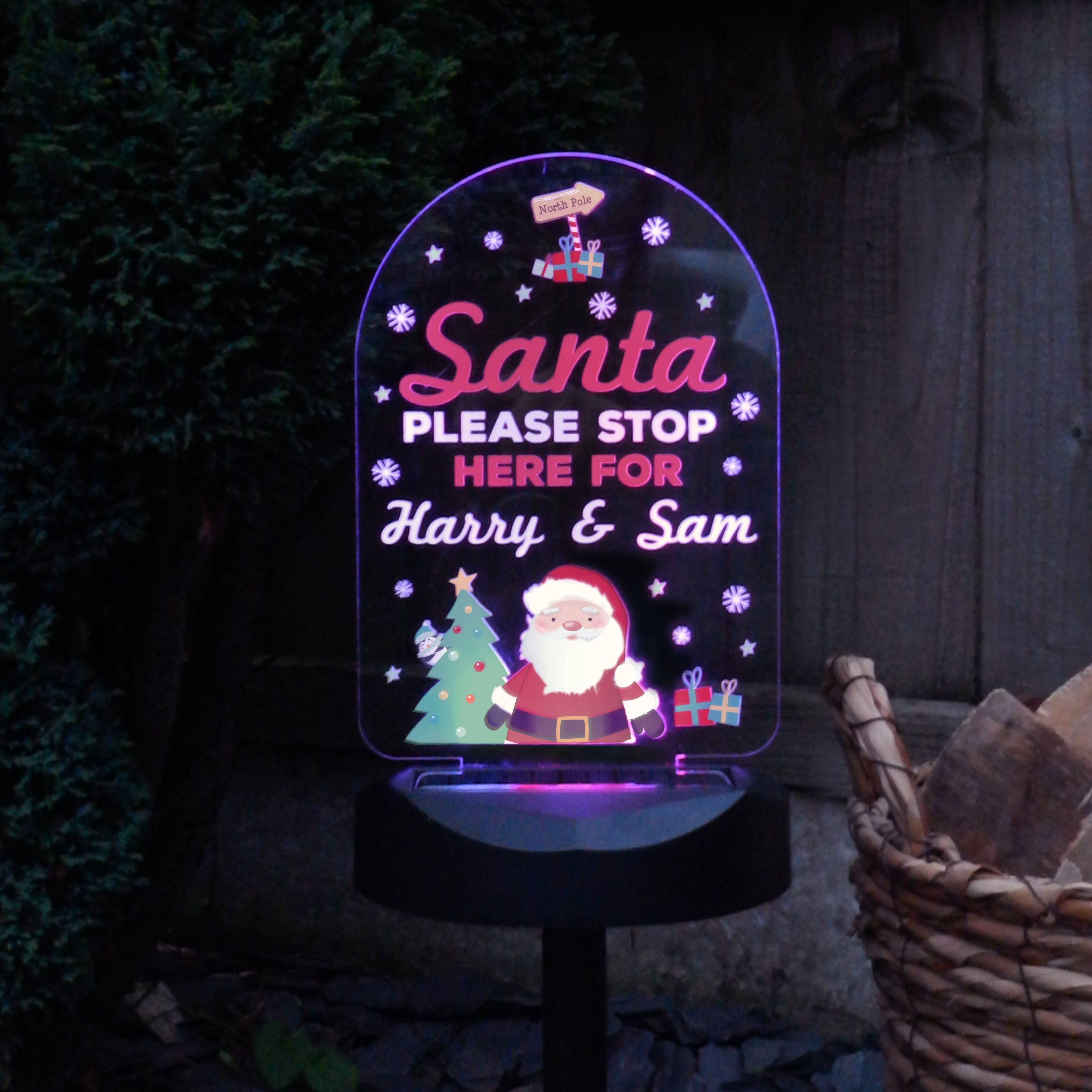 Personalised Santa Stop Here Outdoor Solar Light - gift & personalise