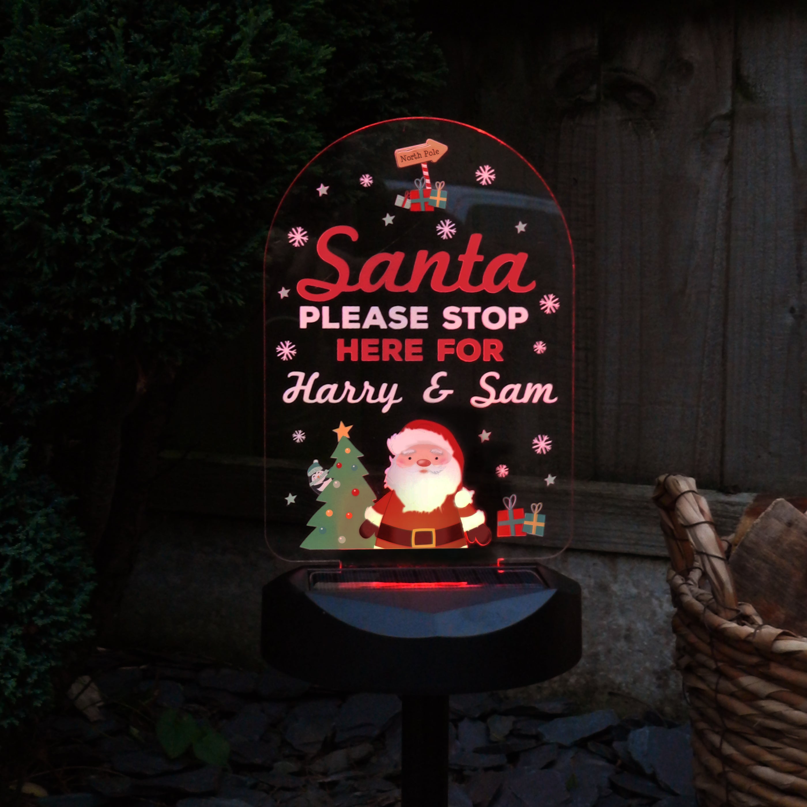 Personalised Santa Stop Here Outdoor Solar Light - gift & personalise