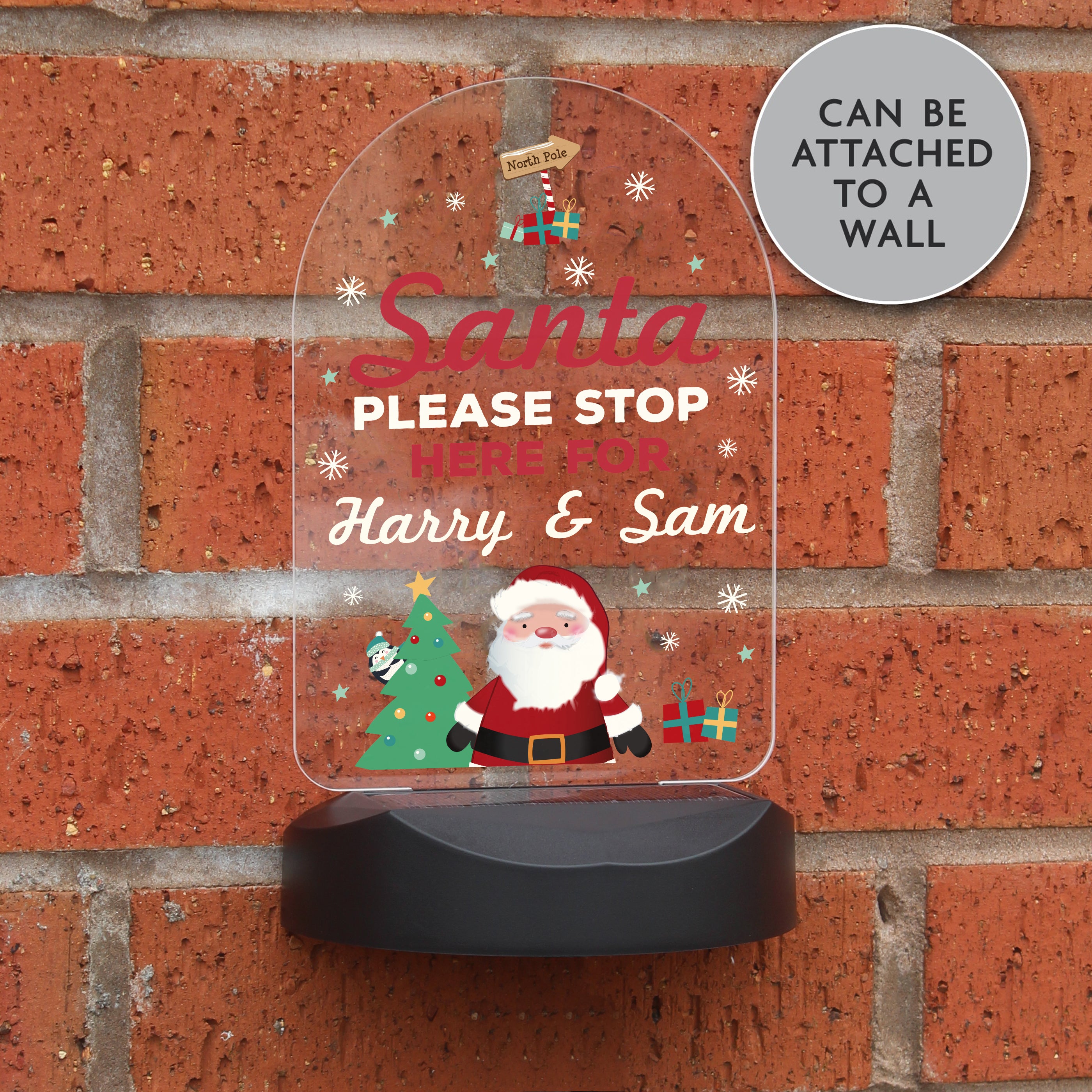 Personalised Santa Stop Here Outdoor Solar Light - gift & personalise