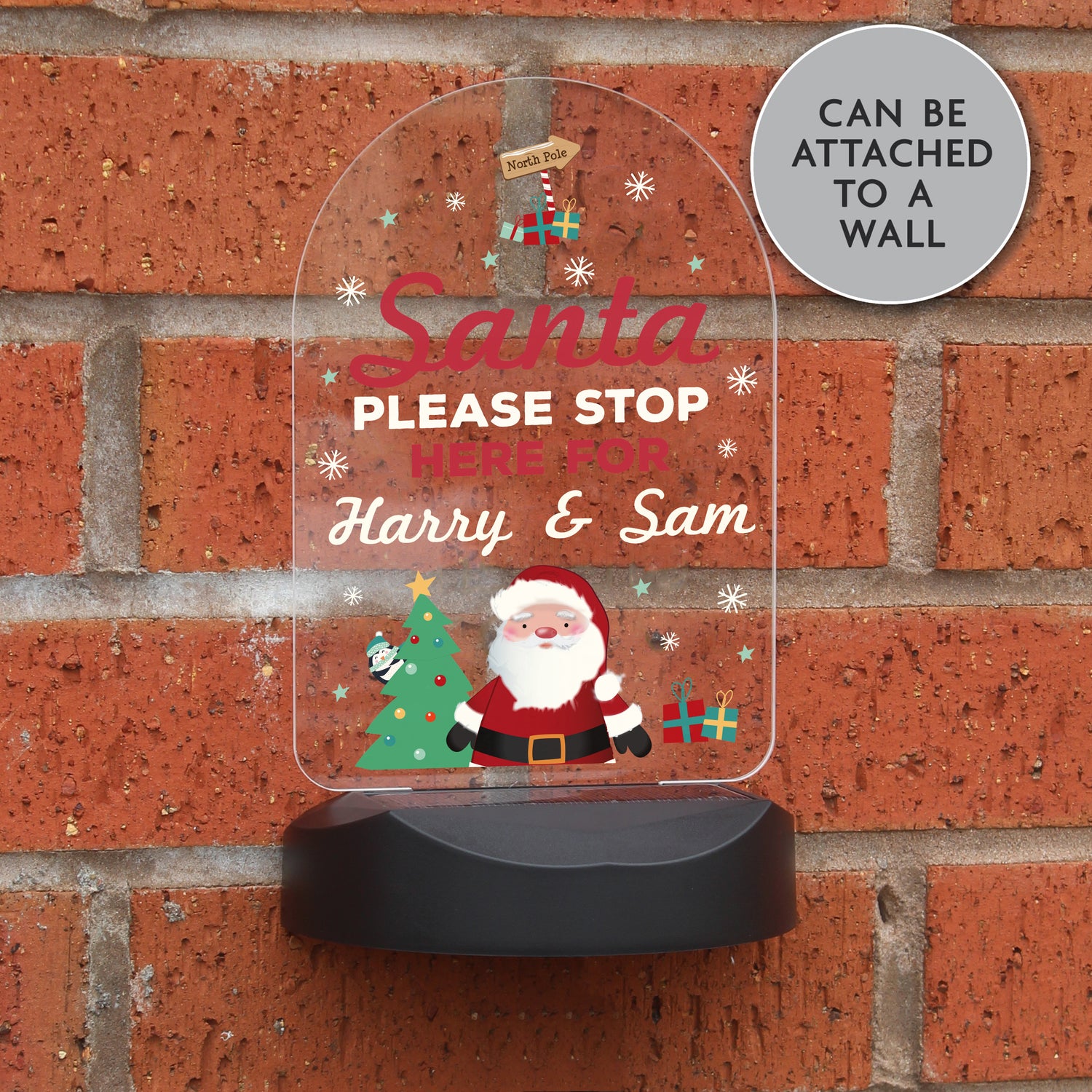 Personalised Santa Stop Here Outdoor Solar Light - gift & personalise