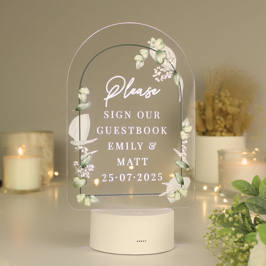 Personalised Botanical LED Colour Changing Wedding Sign - gift & personalise