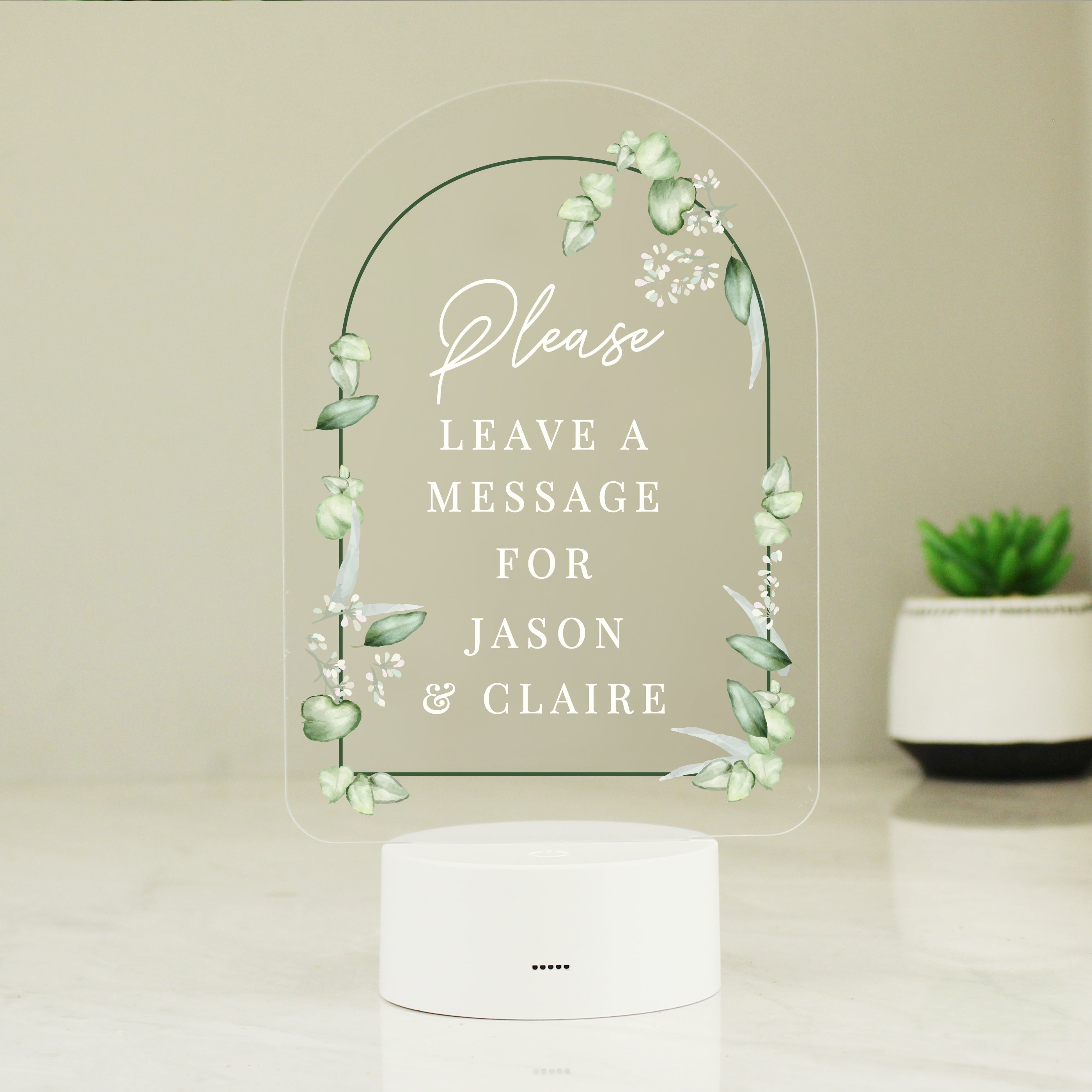 Personalised Botanical LED Colour Changing Wedding Sign - gift & personalise