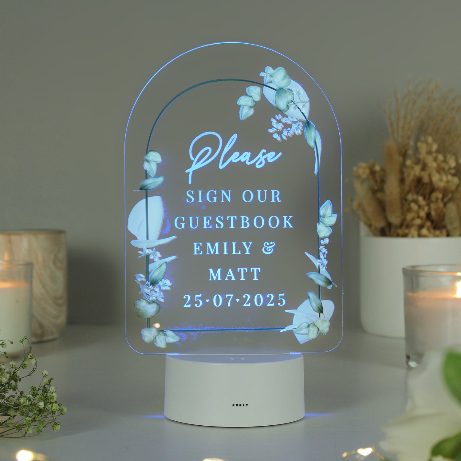 Personalised Botanical LED Colour Changing Wedding Sign - gift & personalise