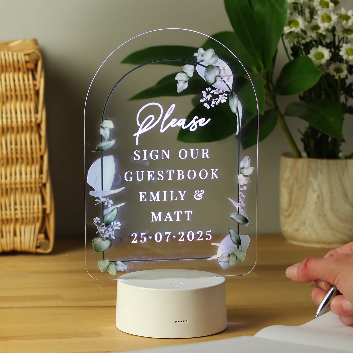 Personalised Botanical LED Colour Changing Wedding Sign - gift & personalise