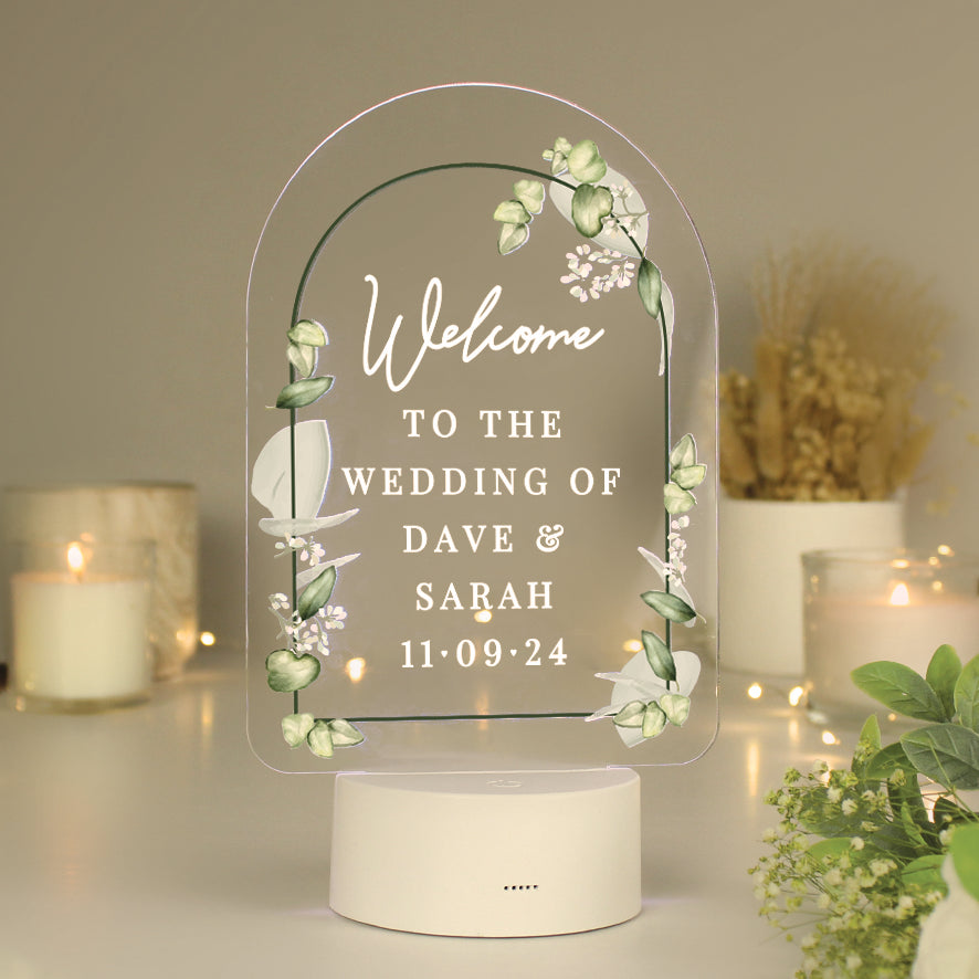 Personalised Botanical LED Colour Changing Wedding Sign - gift & personalise