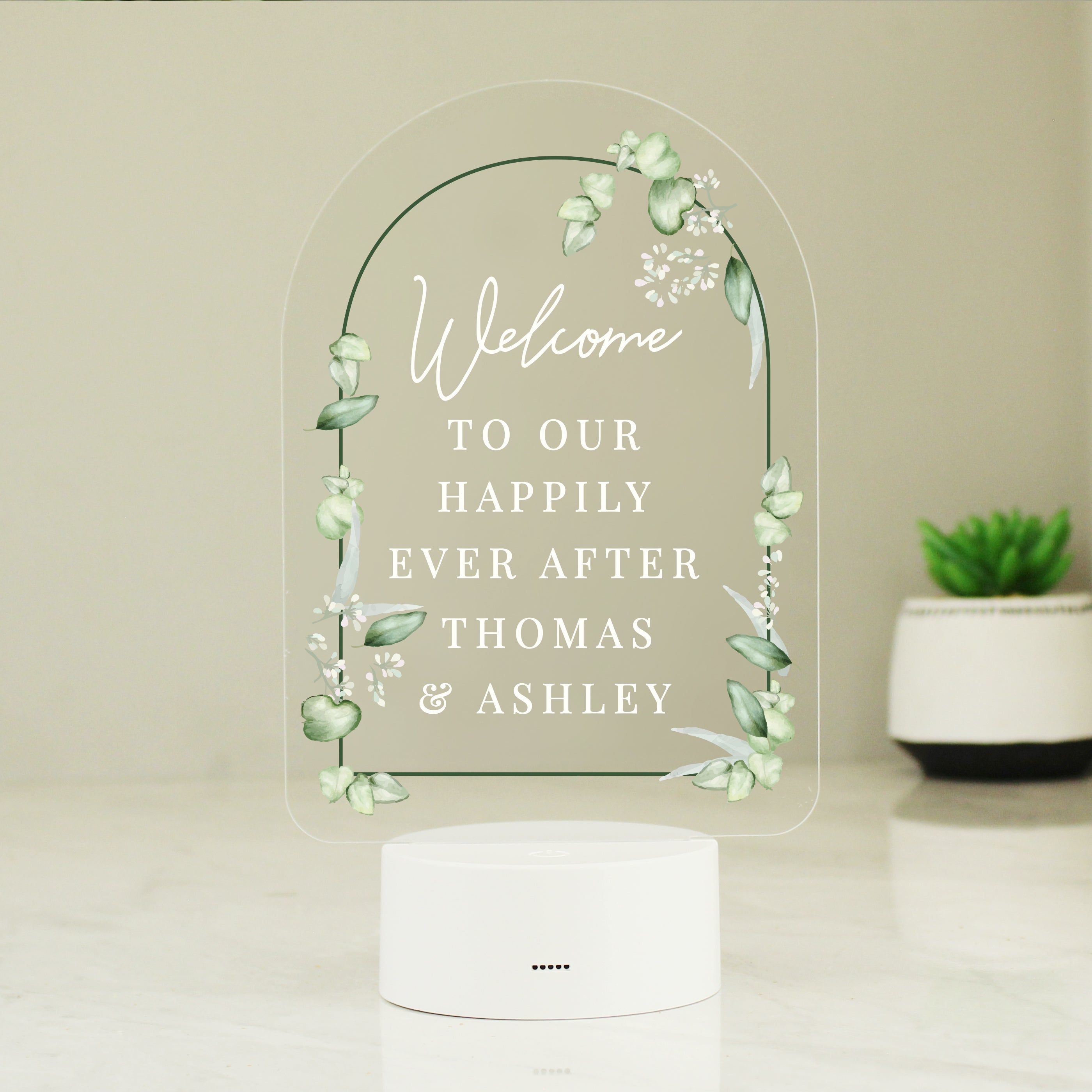 Personalised Botanical LED Colour Changing Wedding Sign - gift & personalise