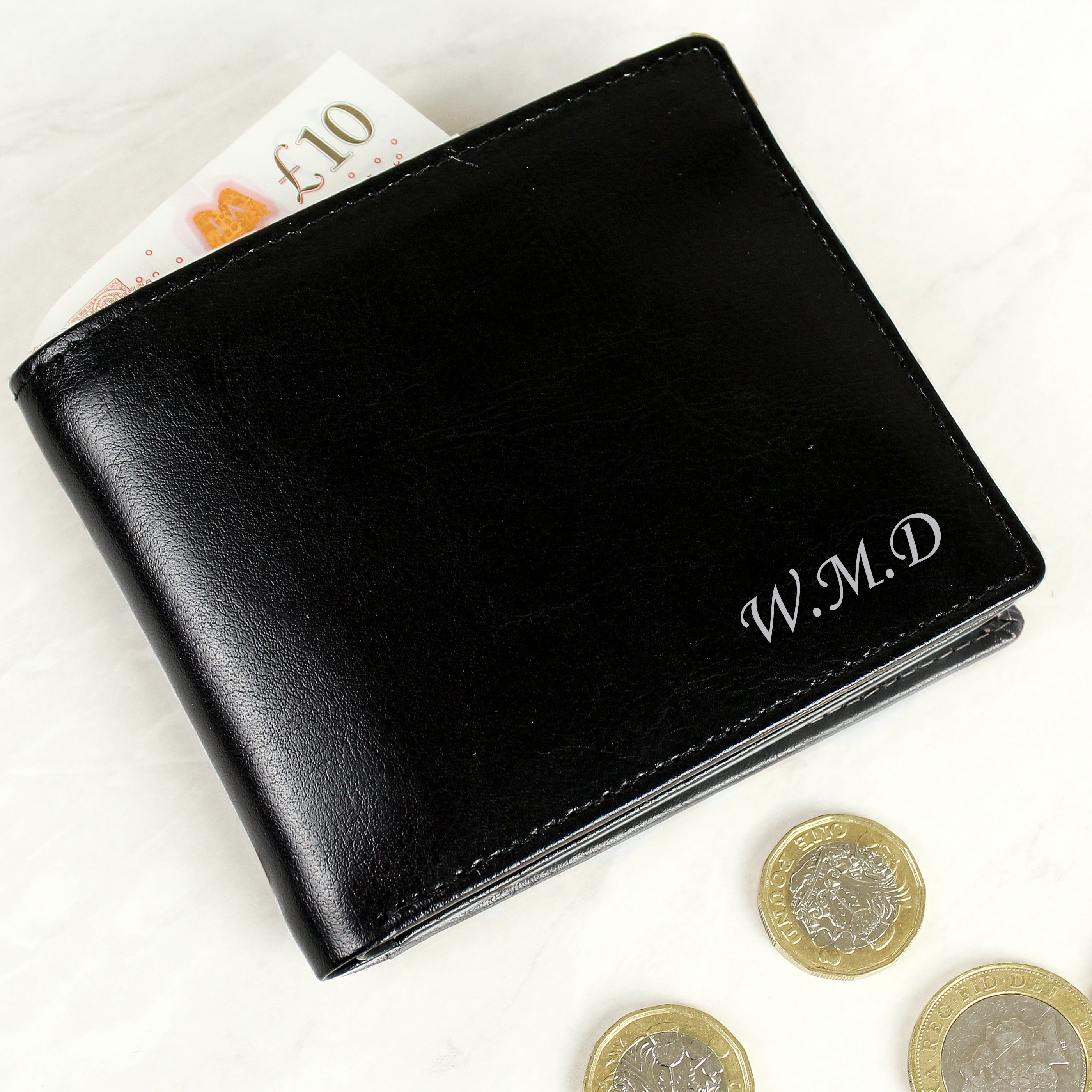 Personalised Script Font Leather Wallet - gift & personalise