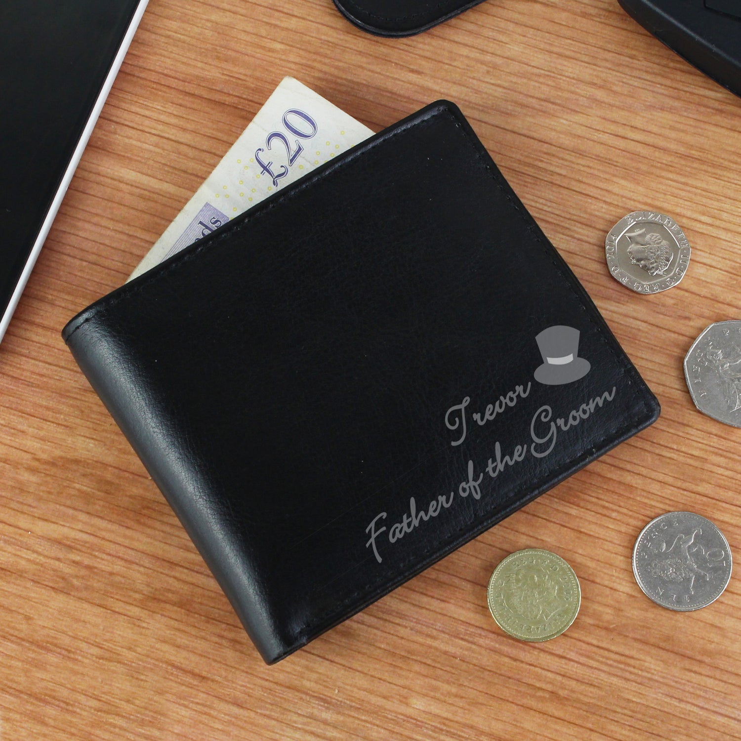 Personalised Top Hat Leather Wallet - gift & personalise