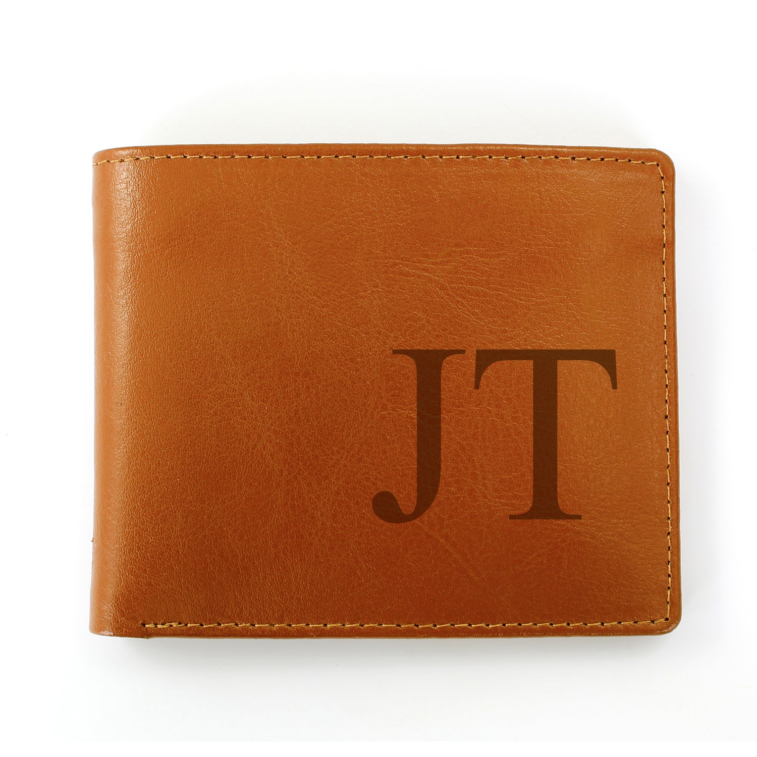 Personalised Big Initials Tan Leather Wallet - gift & personalise