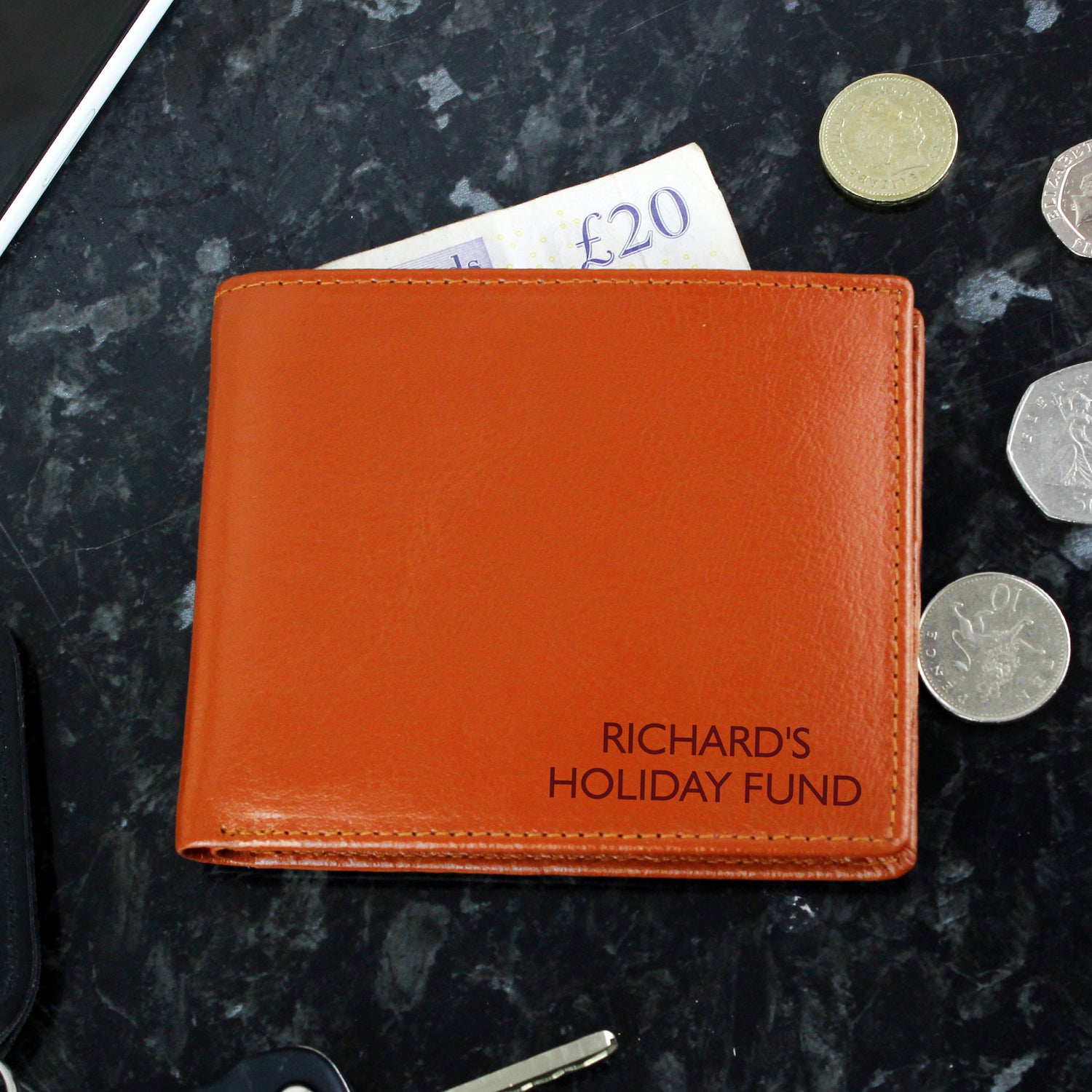 Personalised Message Tan Leather Wallet - gift & personalise