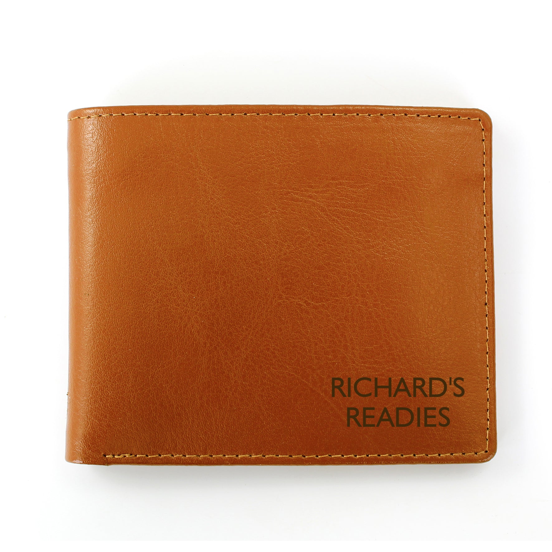 Personalised Message Tan Leather Wallet - gift & personalise