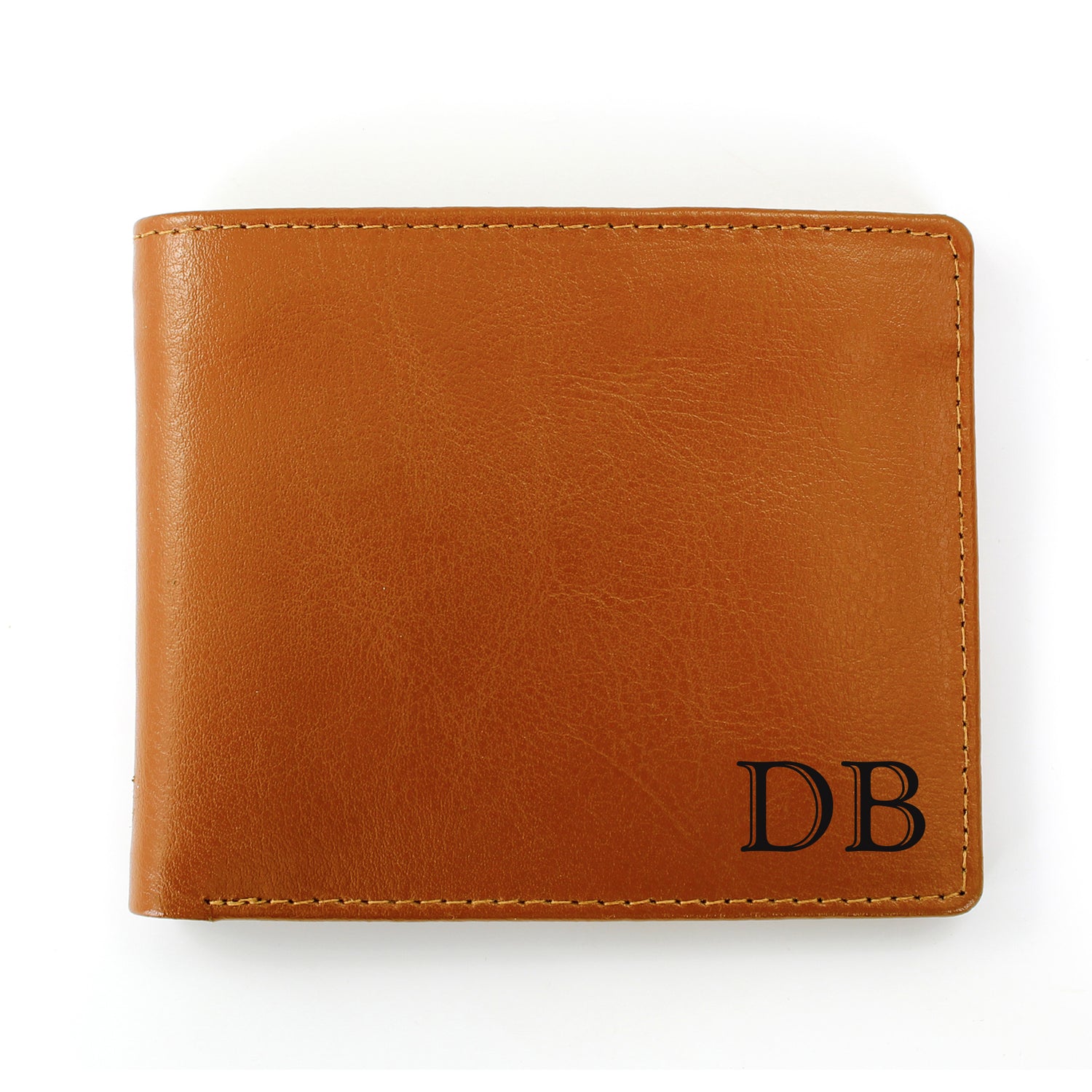 Personalised Initials Tan Leather Wallet - gift & personalise