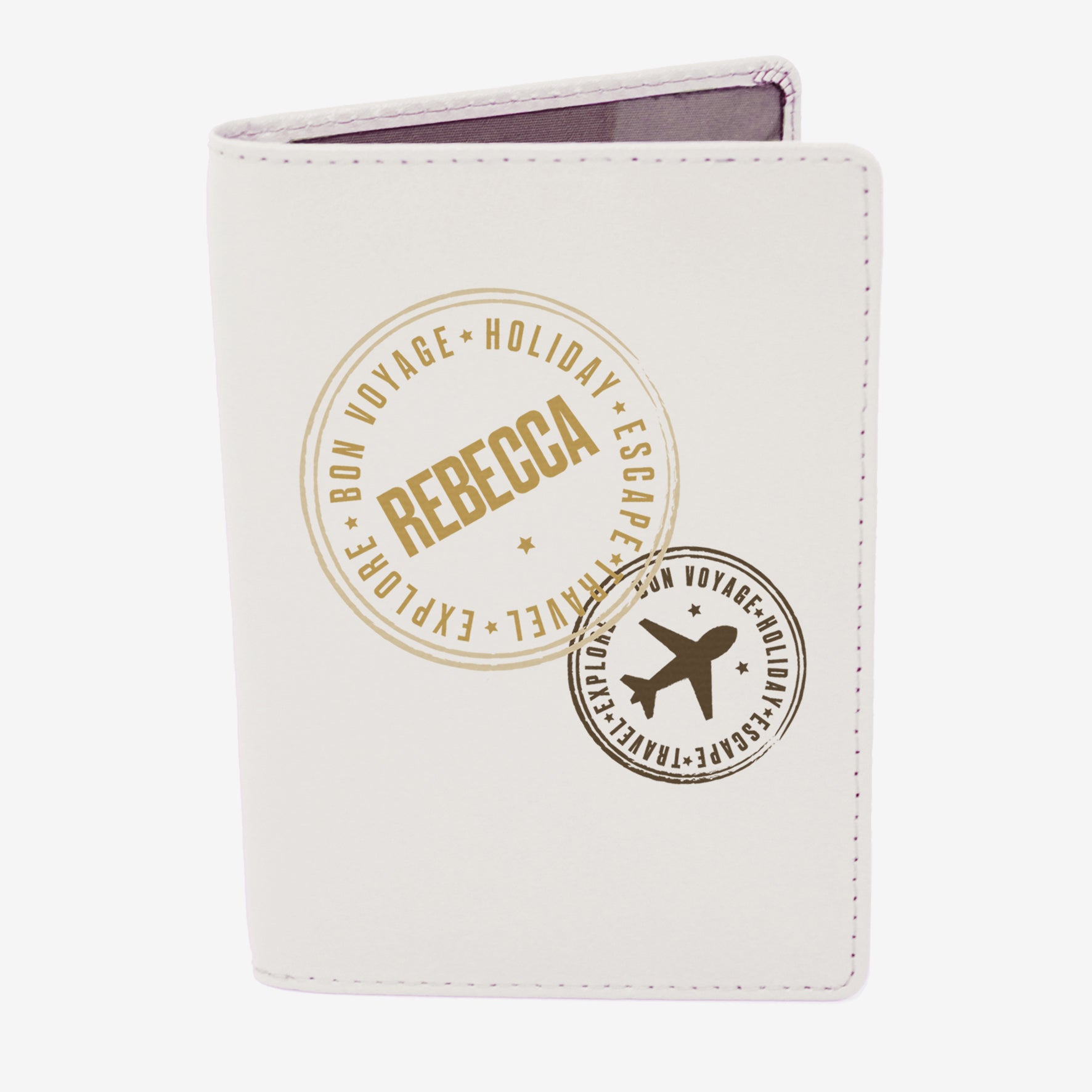 Personalised Stamped Cream Passport Holder - gift & personalise