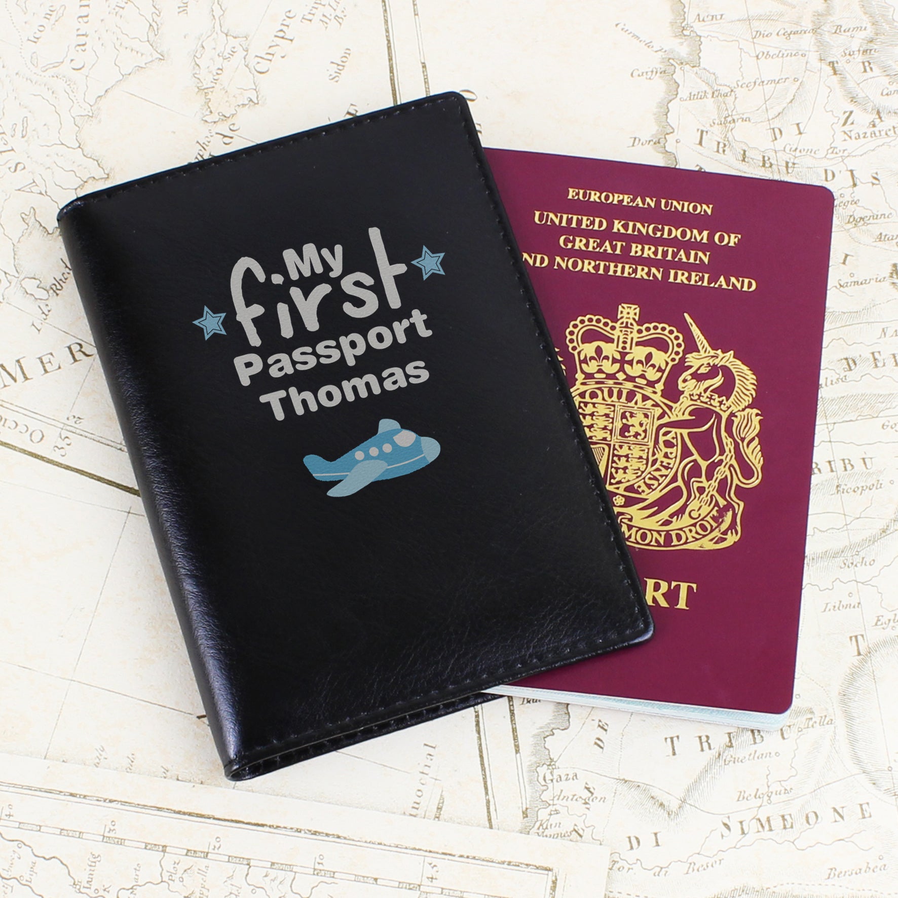 Personalised My First Black Passport Holder - gift & personalise