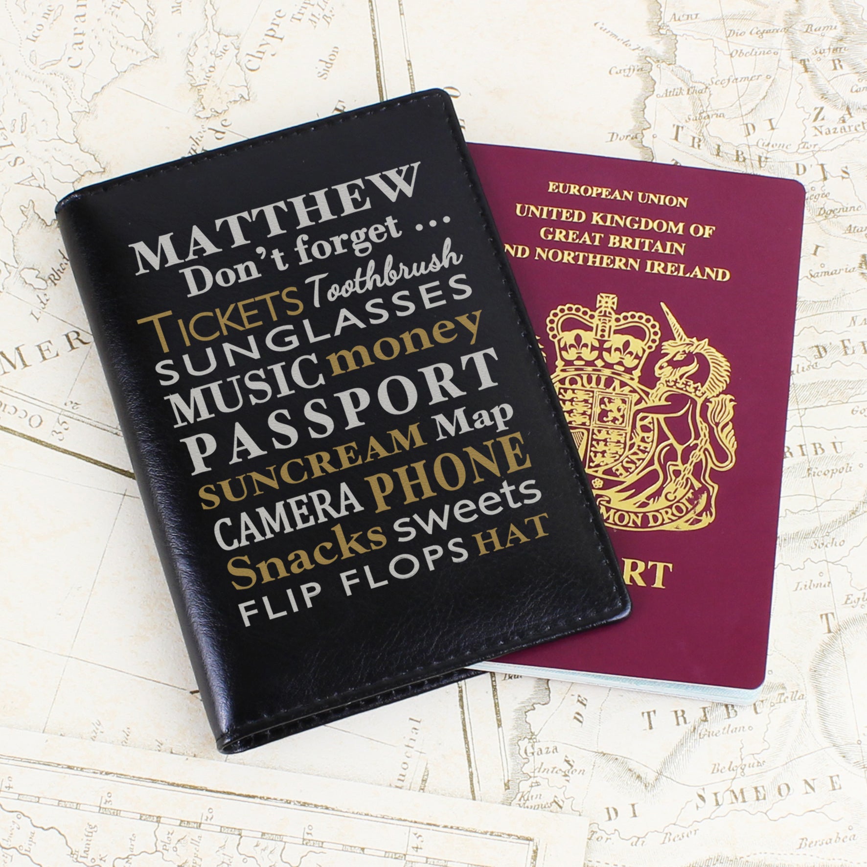 Personalised Don't Forget... Black Passport Holder - gift & personalise