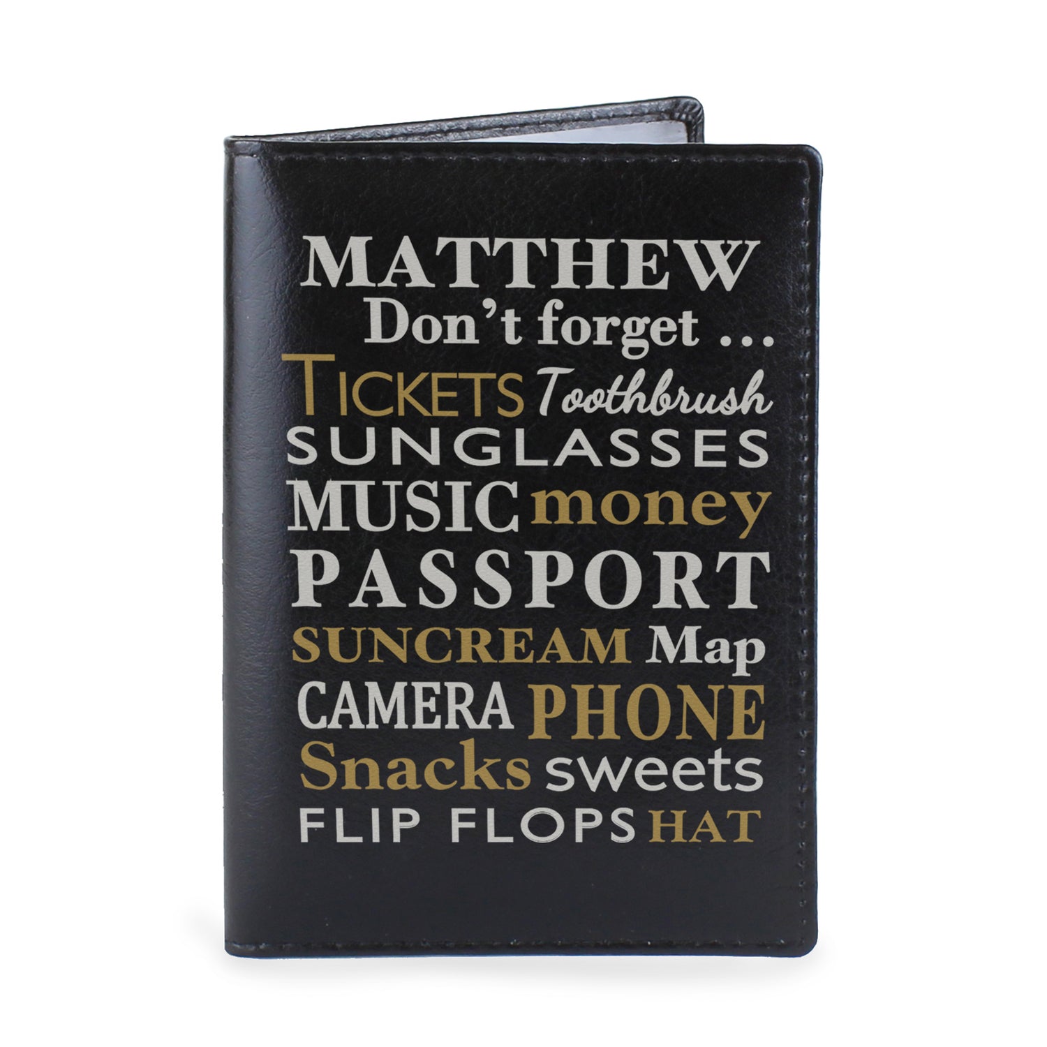 Personalised Don't Forget... Black Passport Holder - gift & personalise