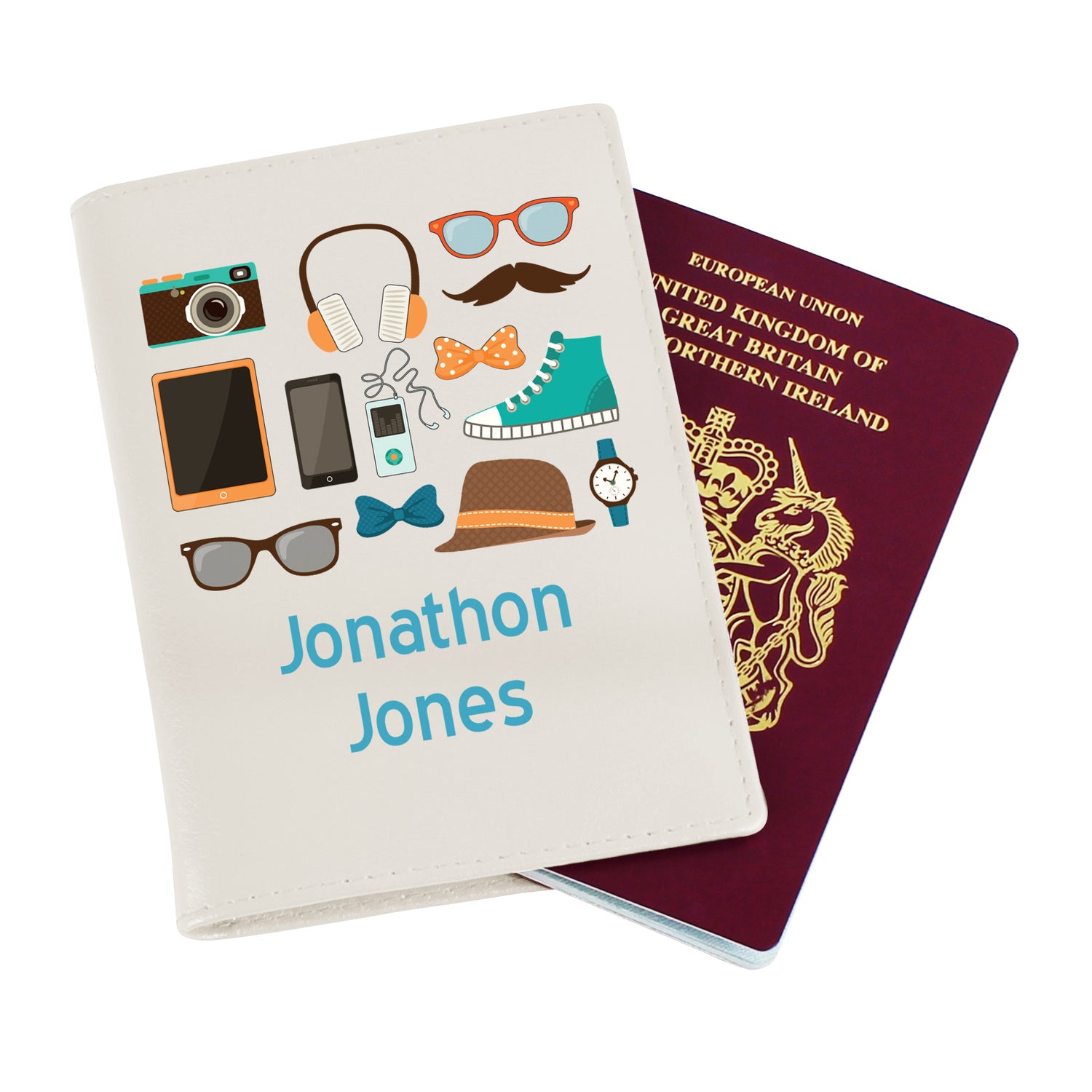 Personalised Male Essentials Cream Passport Holder - gift & personalise