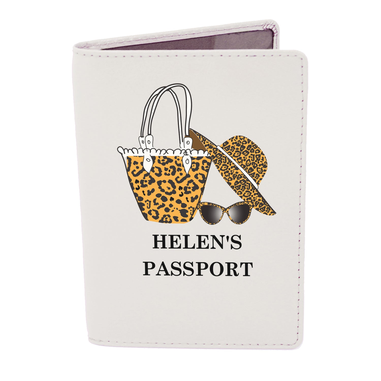 Personalised Leopard Print Cream Passport Holder - gift & personalise